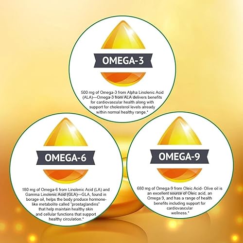Miniatura 5 de Omega 3-6-9 de alta potencia, suplemento natural 100% de origen vegano para la salud del corazón y las articulaciones, 120 cápsulas blandas,