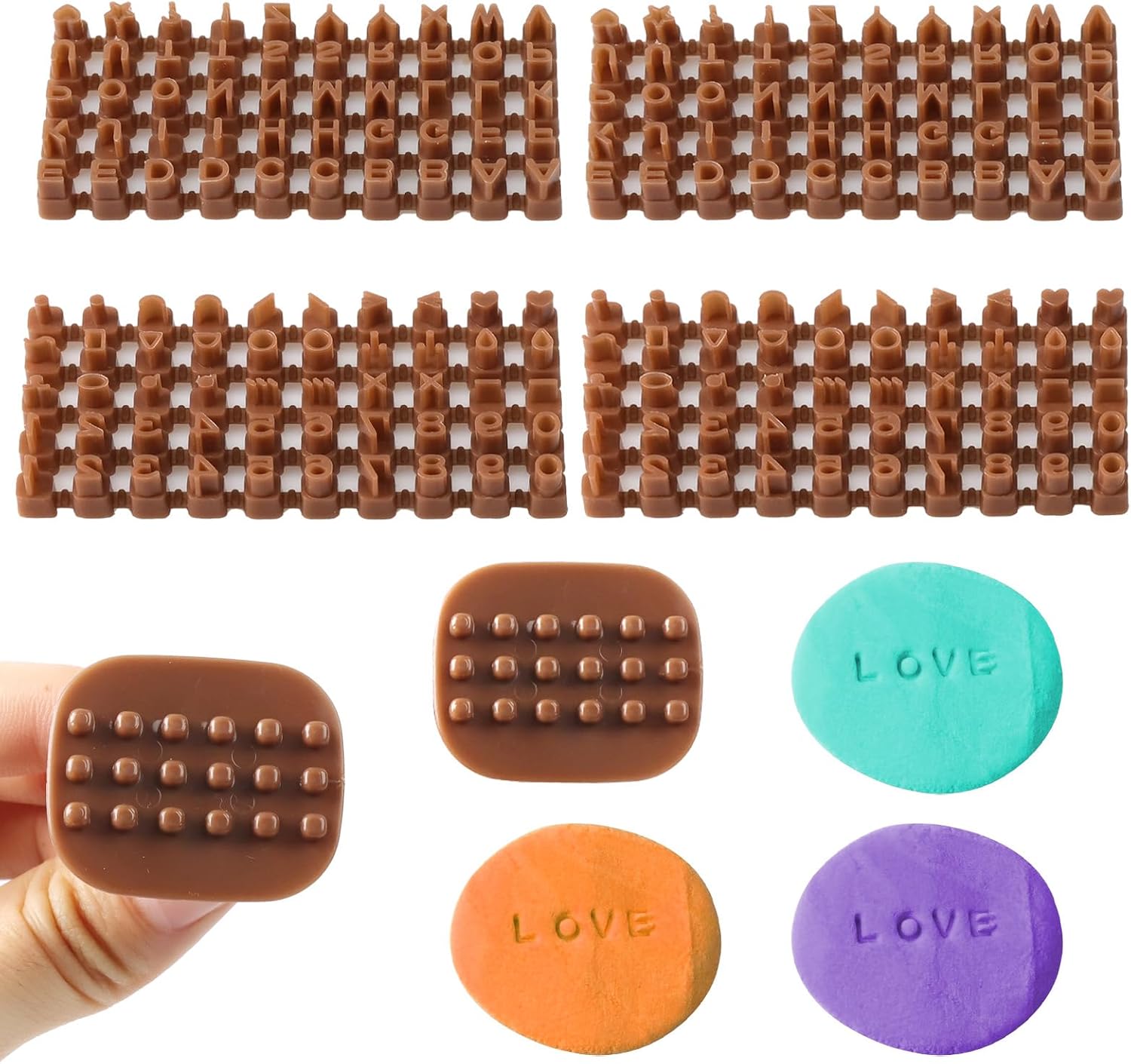 Loghohu 2 Sets Number & Letter Stamps for Clay, Alphabet Stamps Plastic Small Alphabet Number Symbols Polymer Clay Stamps for DIY Embosser Cookie Cutters