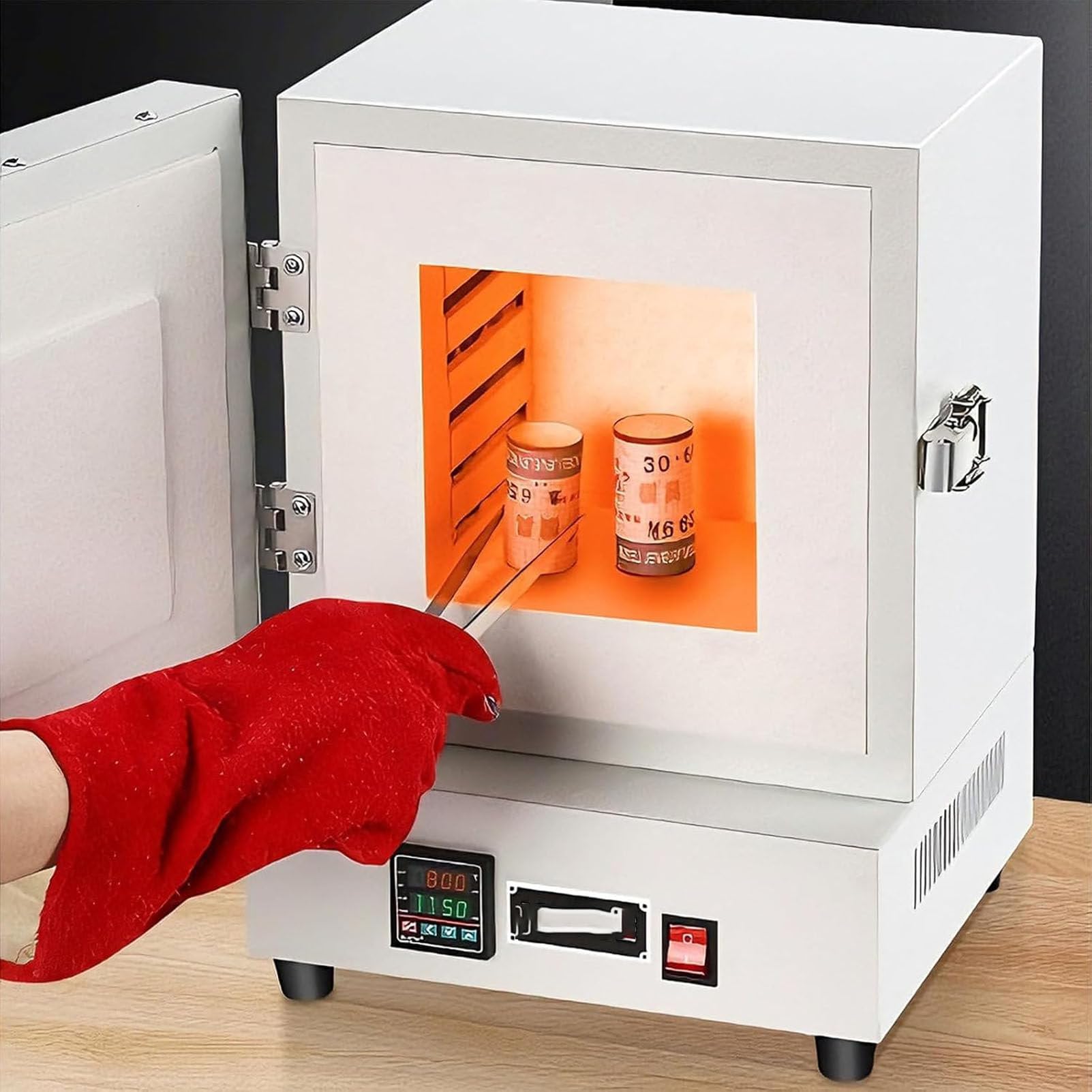 Horno eléctrico de cerámica para fundición con indicador de temperatura | Horno de 2000 W para cerámica doméstica y tratamiento térmico hasta 1150 °C; ideal para fundición a la cera perdida