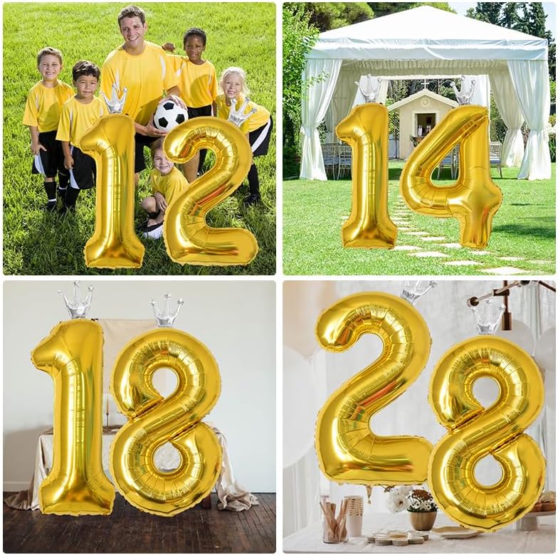 40 Inch Gold Crown Number 29 Balloons, 29th Large Foil Helium Balloons,Silver 29th Celebration Decor Happy 29th Birthday Party,29th Birthday Party Decoration Wedding Anniversary Events Supplies - Image 6