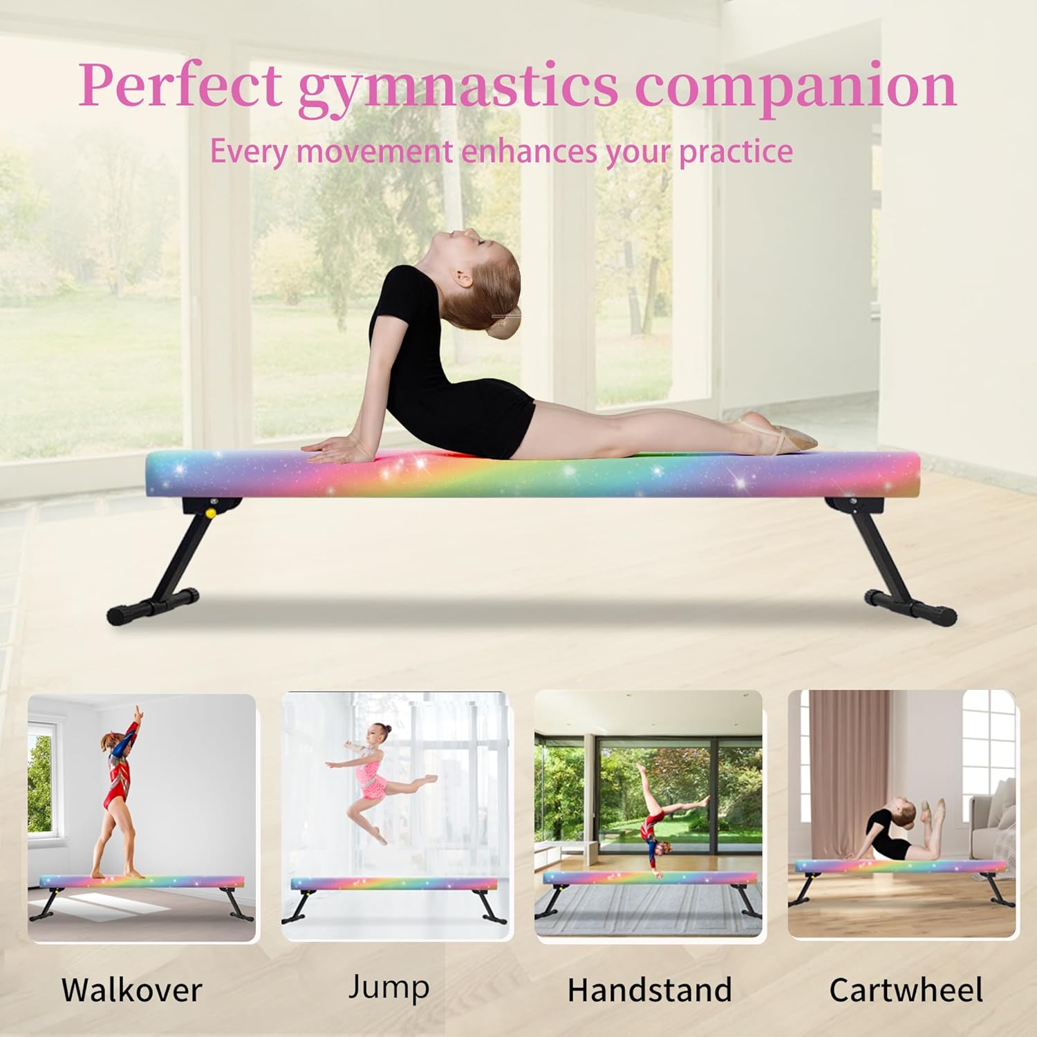EL&IT·Wings 6FT/8FT Gymnastic Balance Beam for Kids, Adjustable Balance Beam with Leg, High and Low Level Floor Beam, Gymnastics Equipment for Home and Gym Center