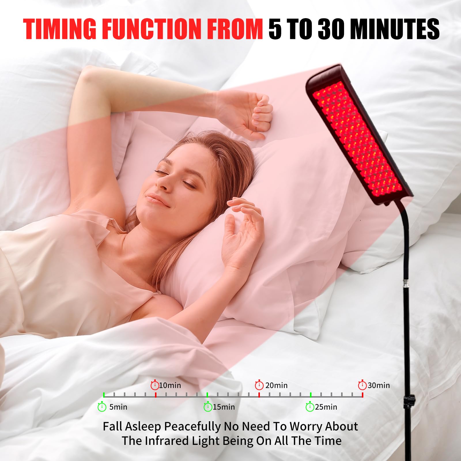 Lampada a luce rossa per corpo, lampade a luce infrarossa con supporto, 660 nm rosso e 850 nm vicino all'infrarosso dispositivo a luce rossa per tutto il corpo