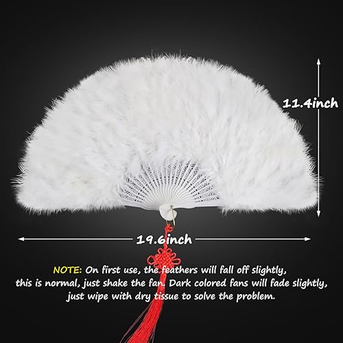 Miniatura 61 de Abanico de mano de plumas, abanico de plumas de marabú de estilo vintage de los años 20, ventilador de plumas de mano plegable para espectáculos
