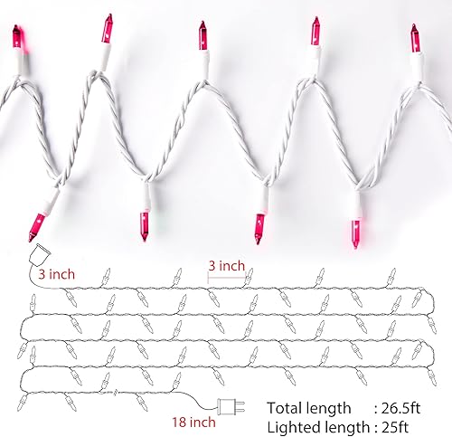 Miniatura 4 de Guirnalda de luces para el día de San Valentín con 100 bombillas transparentes en cable blanco, luces de árbol de Navidad conectables impermeables