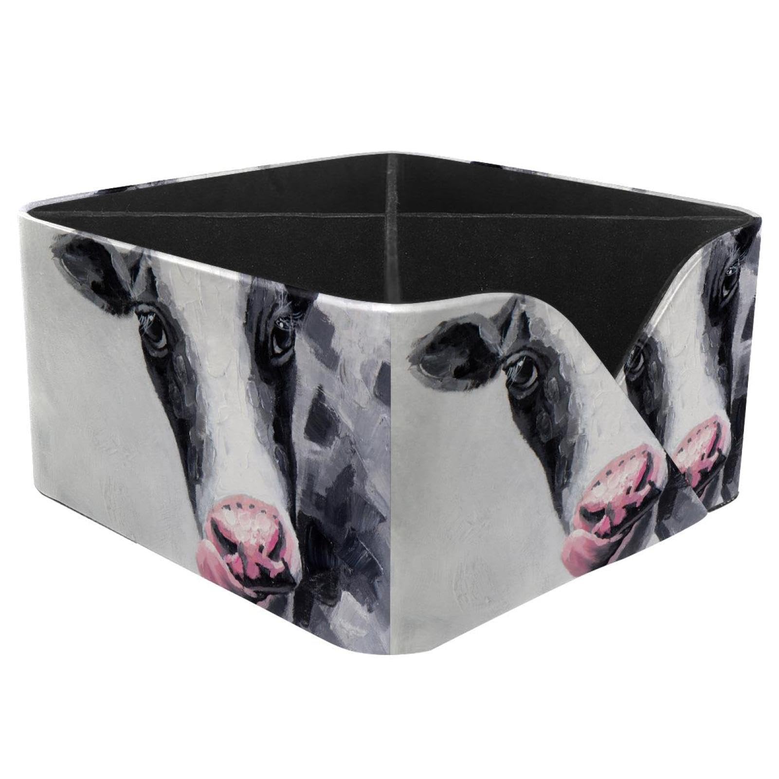 KengjuTesu Cow Painting Desktop Organizer Pen Holder, Rectangular Pencil Cup for Office, Study and Makeup Stations