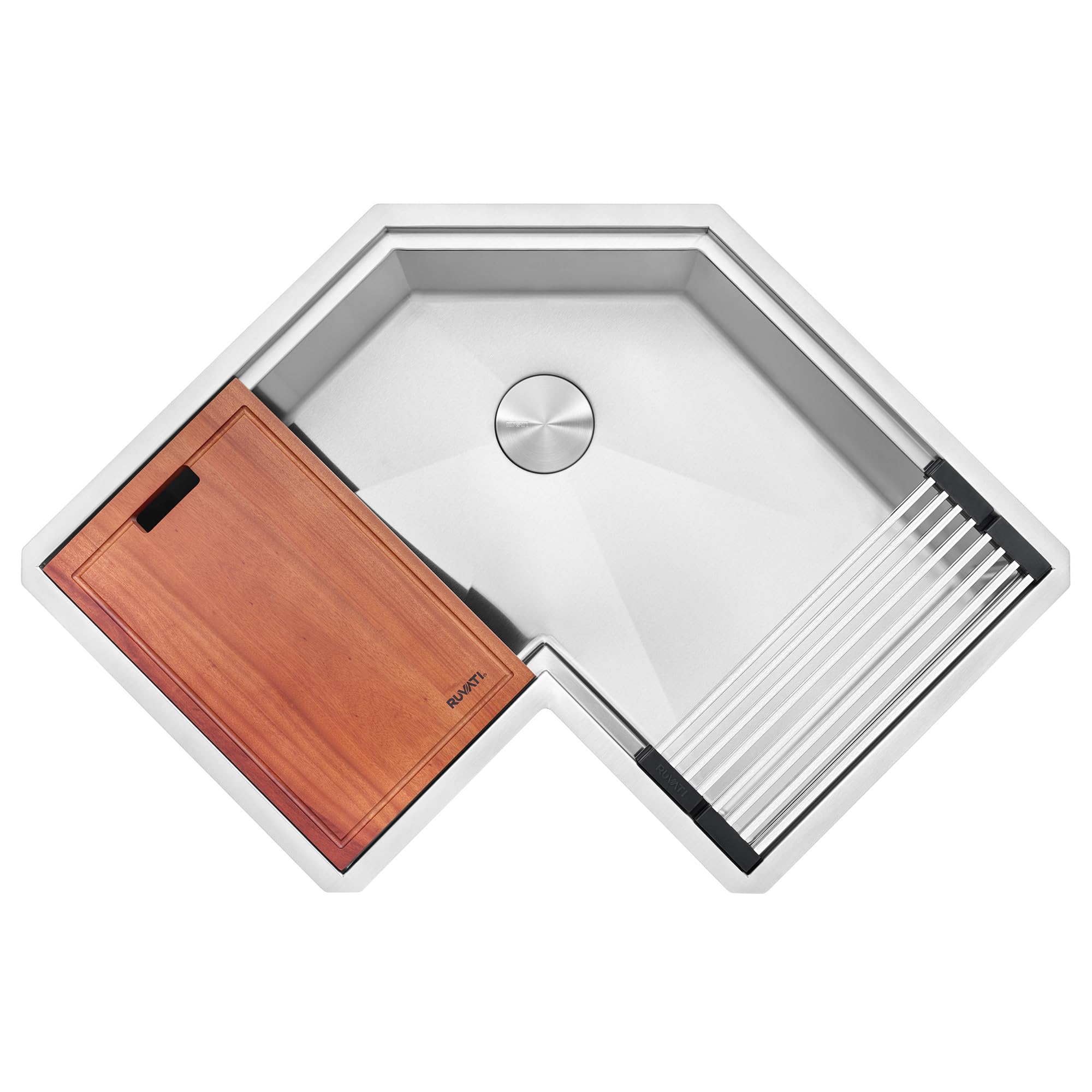 Ruvati Roma Pro Corner Workstation Stainless Steel Undermount Kitchen Sink - RVH8410ST