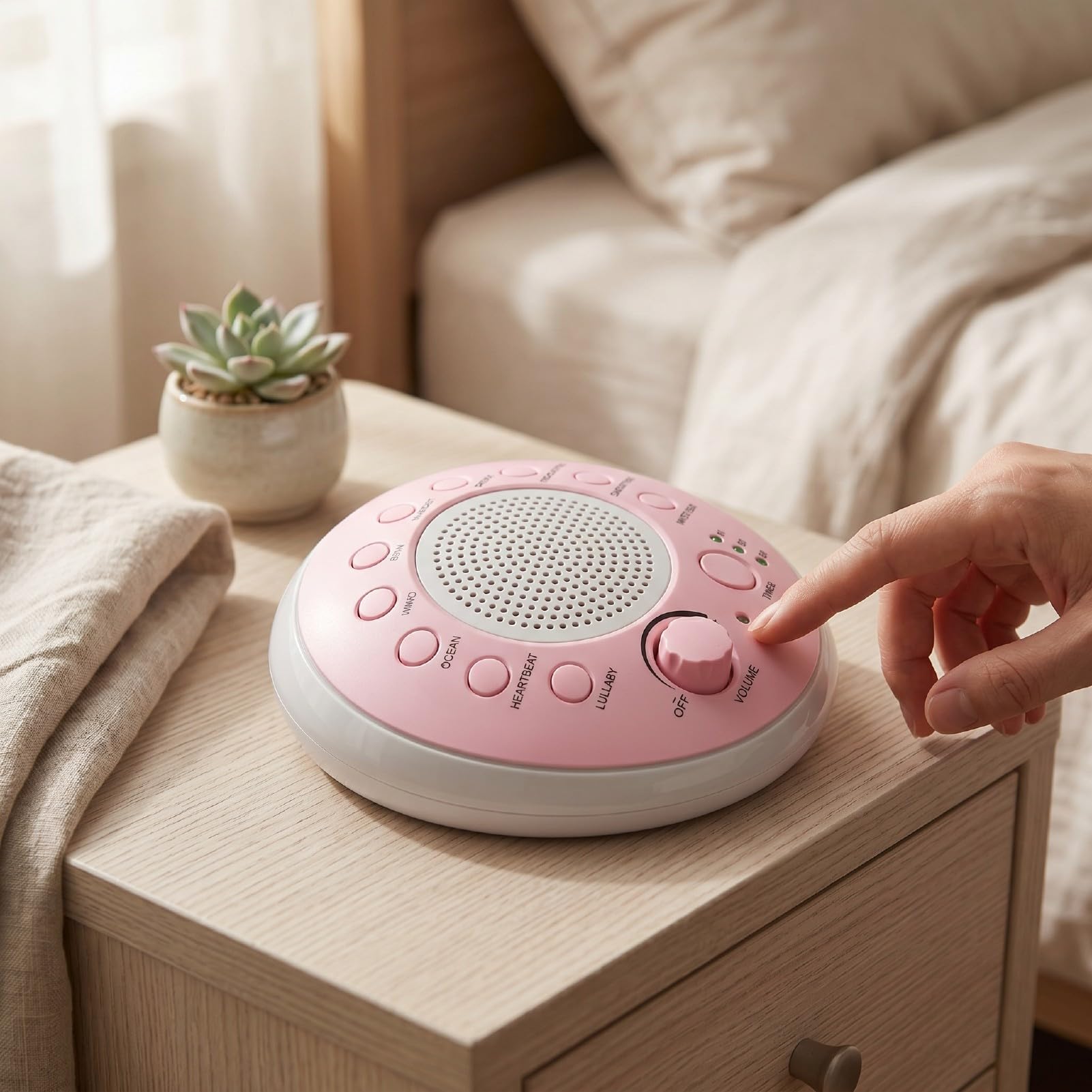 Fabater White Noise Sleep Sound Machine mit 10 Beruhigenden Geräuschen, 3 Timern, Dual-Power-USB-Akku, Tragbare Einschlafhilfe mit Mehreren Funktionen für Zuhause, Büro, Reisen, Babys