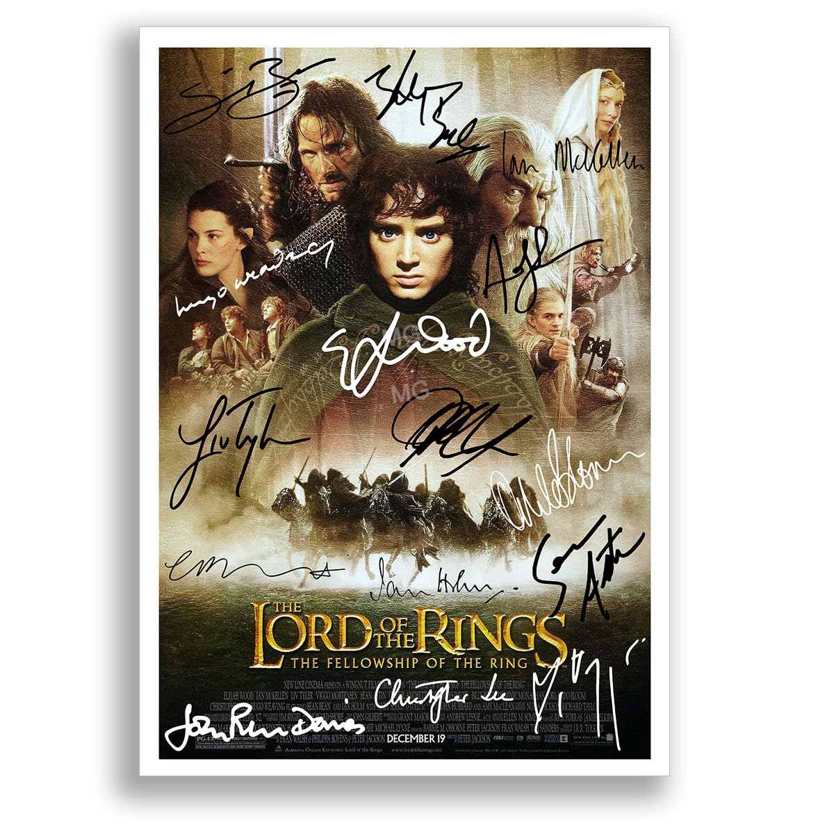 Mounted Gifts Trading Fellowship Of The Ring A4 Poster Only Lord Of The Rings All Movie Film Posters Cast Signed A4 Poster Photo Print Framed Autograph Gift Elijah Wood, Ian Mckellen, Orlando Bloom (Fellowship Of The Ring A4 Poster Only)