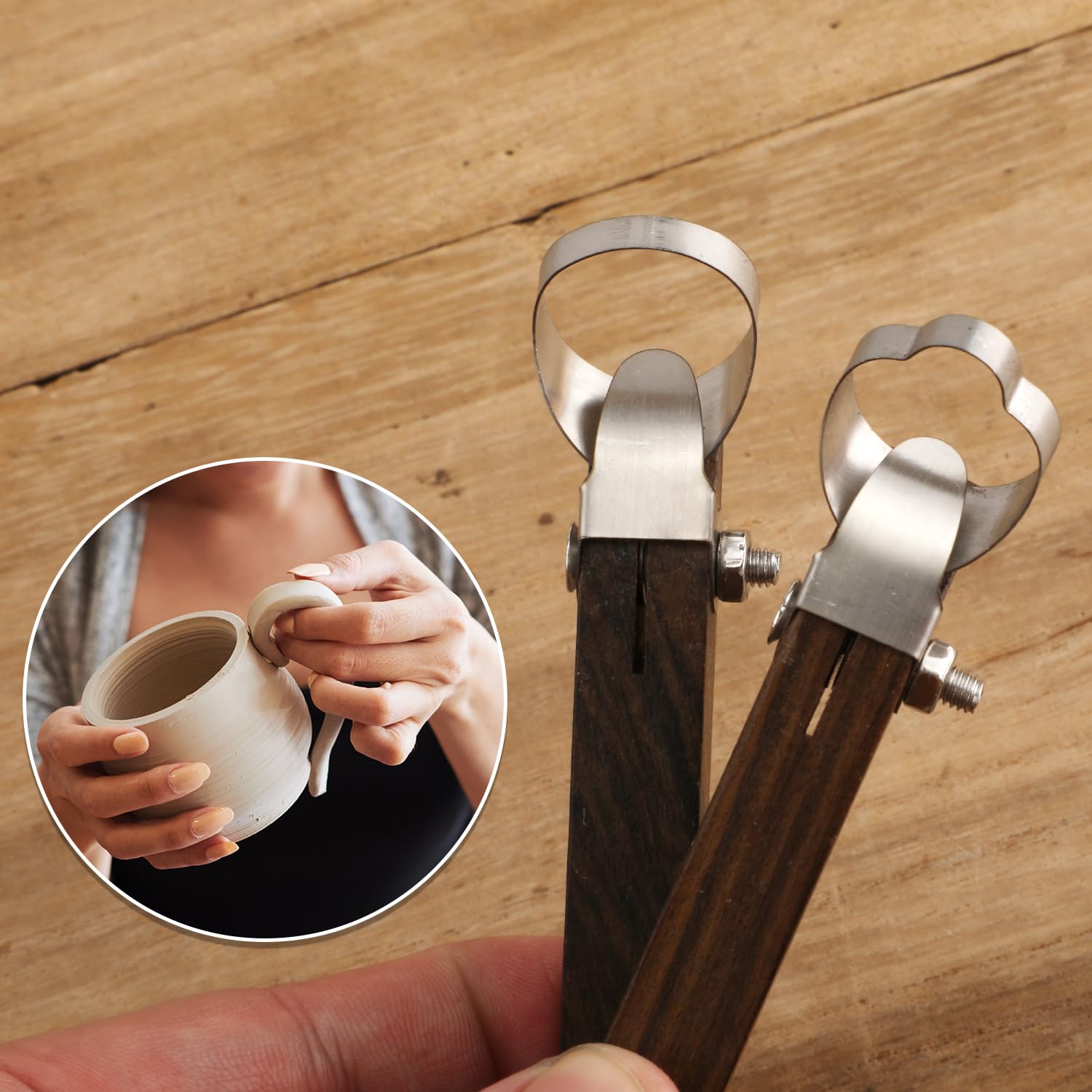 Therwen 2-Piece Pottery Clay Sculpting Tools – Stainless Steel Carving Scrapers With Wooden Handle For Ceramics - View #14