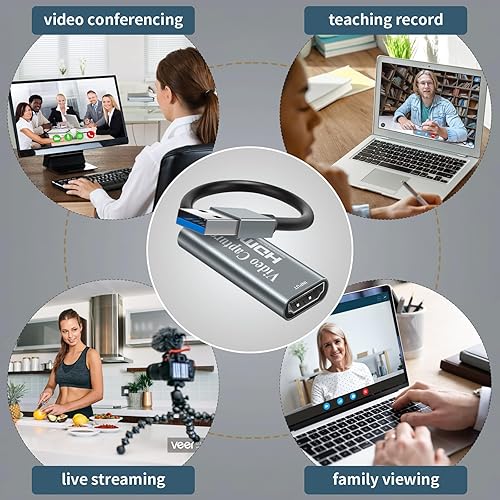 Miniatura 6 de Papeaso Tarjetas de captura de video dispositivo de captura de video HDMI 4K 1080P HD 30 fps en vivo y grabar audio de video para juegos transmisión