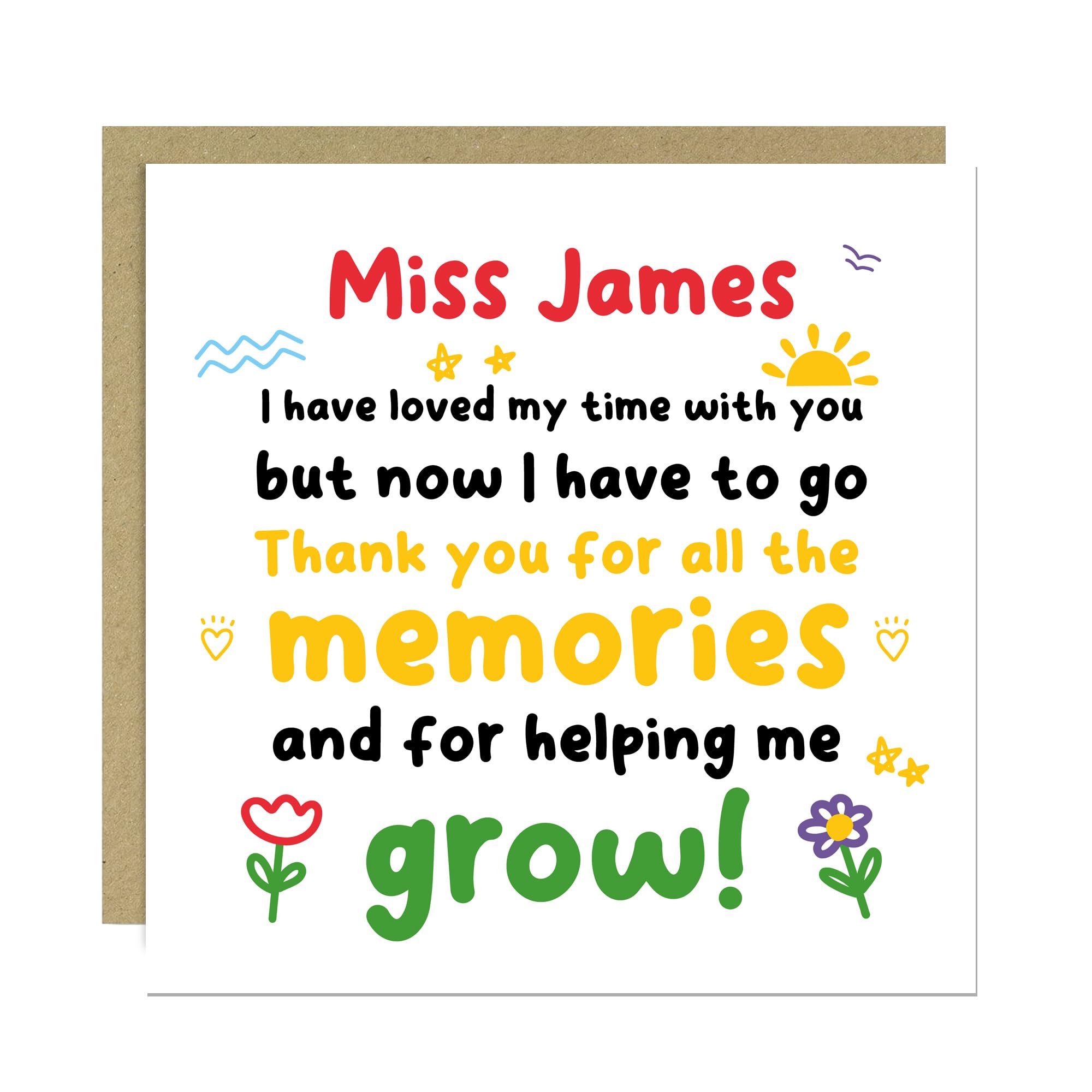 RED OCEAN Personalised Teacher Appreciation Card For Teacher Thank You Cards For Women Men Novelty Leaving Cards Card With Kraft Envelope