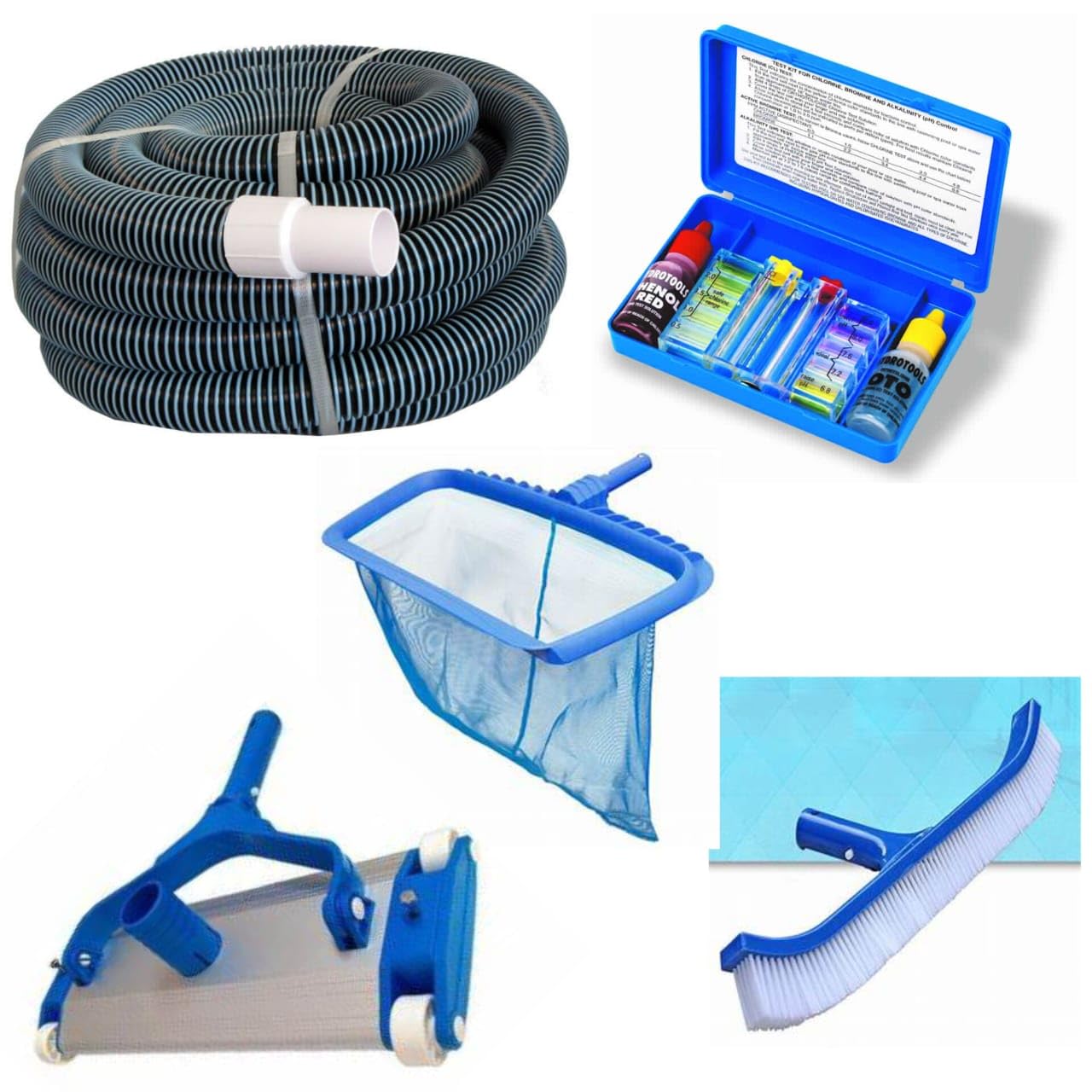 Swimming pool Flexible EVA 15mtr Hose pipe with pool cleanig set, Vacuum Head 18 inch, Test kit,Wall brush 18inch, Leafe Net,-image-34