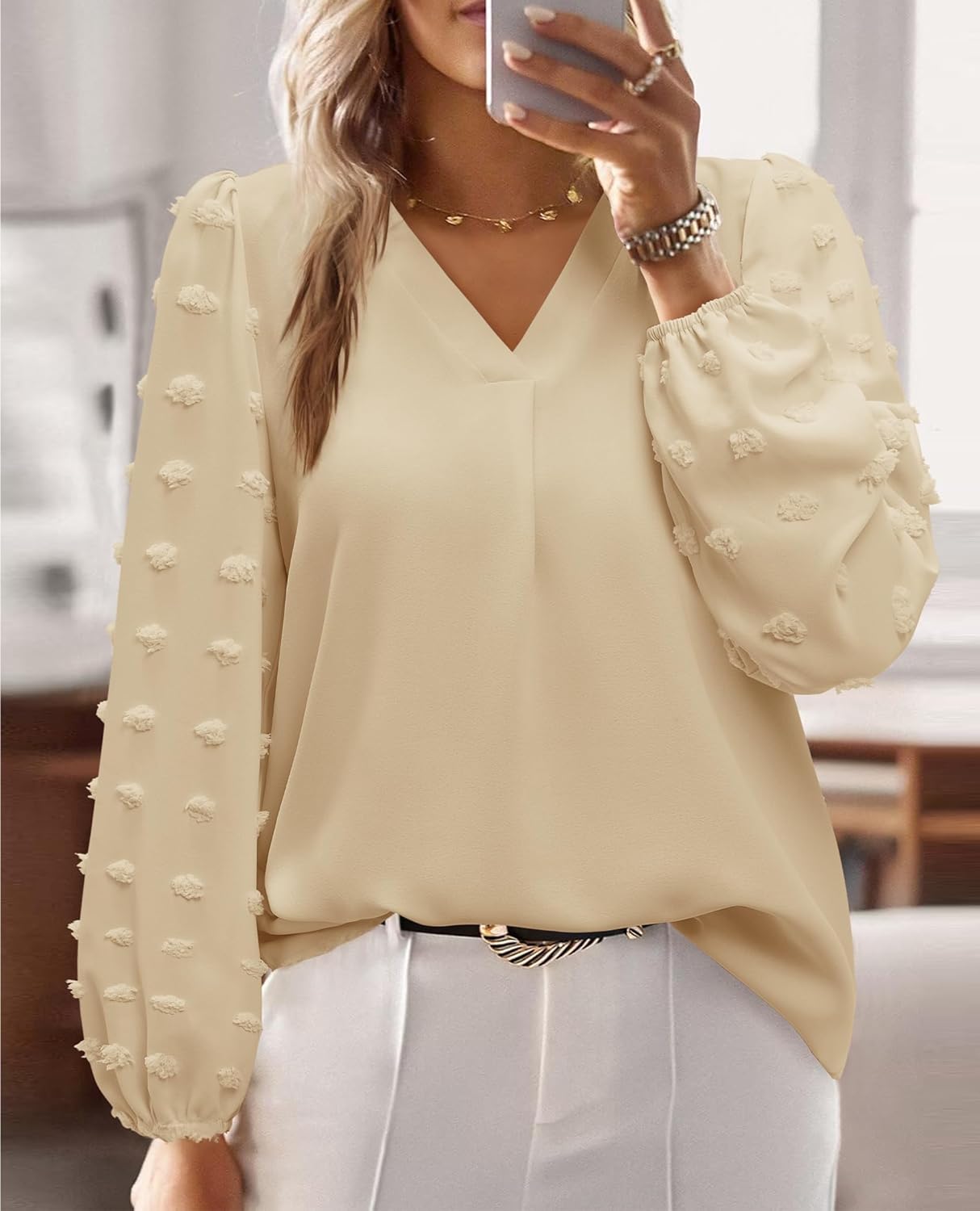 siliteelon Womens Long Sleeve Tunic Tops for Fall Fashion 2026 V-Neck Loose Fit Boho Shirt for Casual Holiday Dressy Work - Image 2