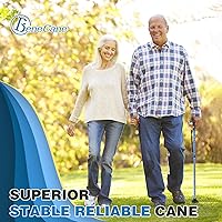 Vista 7 de Bastón para caminar BeneCane para mujeres, bastón plegable para hombres con dos luces LED, bastón cuádruple con base estable, bastón de caminar