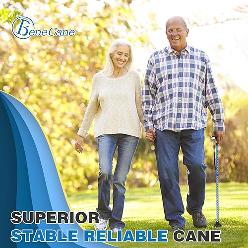 Miniatura 8 de BeneCane Bastón plegable para mujer con dos luces LED, bastón cuádruple con base estable, ligero y ajustable