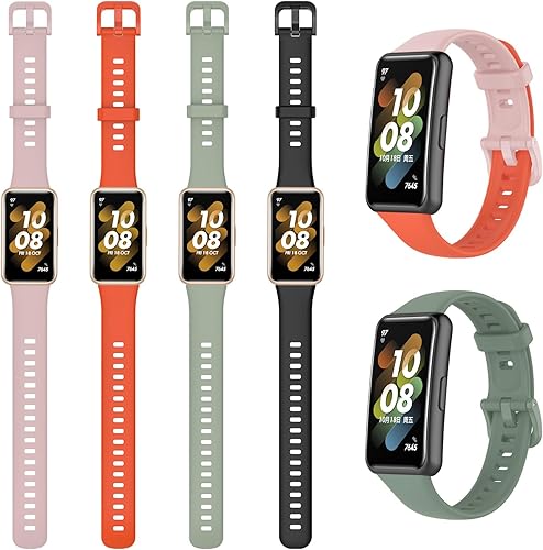 Miniatura 5 de 5 Pack Replacement Bands compatible with HUAWEI Band 7 Smart Watch Bracelet, Silicone Sports Wrist Strap Adjustable Wrist Bands for Women Men