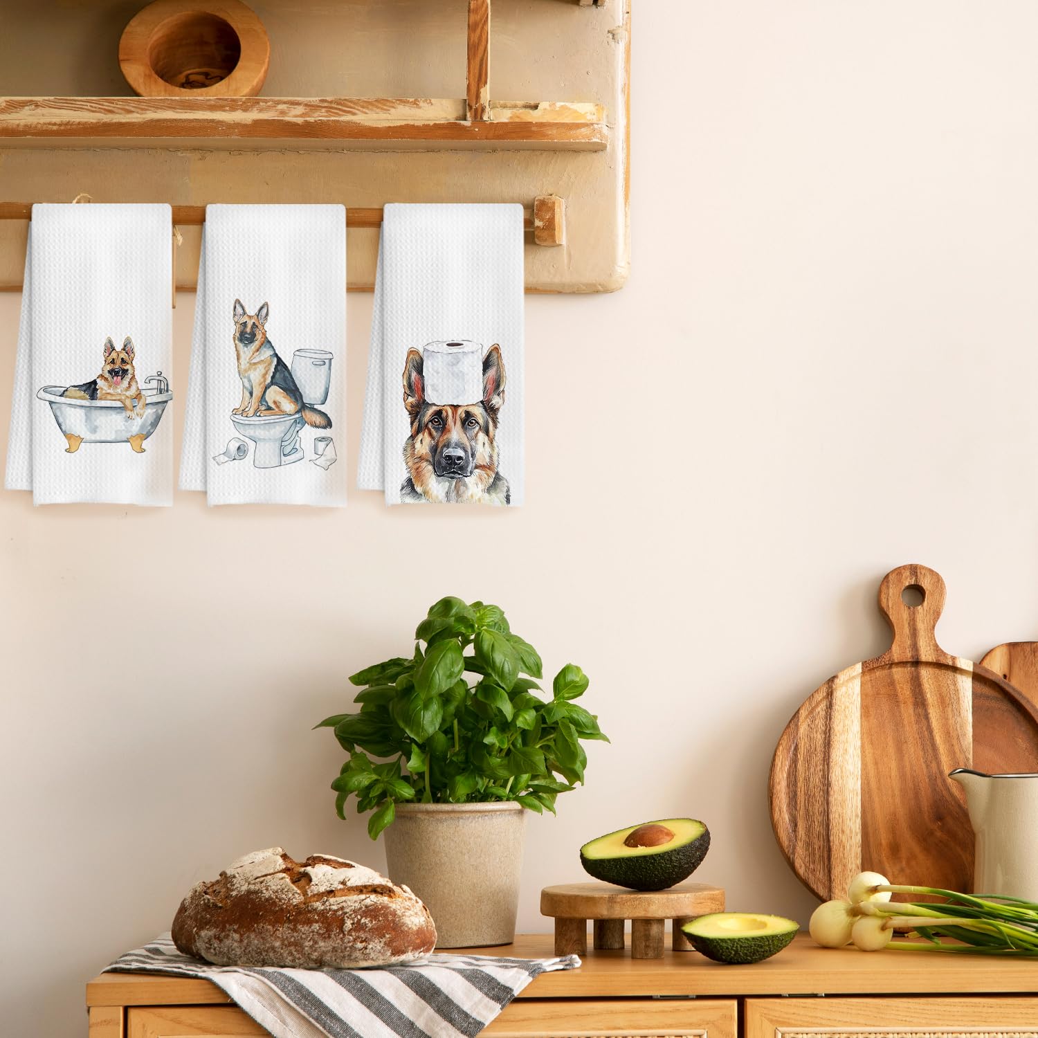 Funny German Shepherd Bathroom Hand Towels Set of 3, German Shepherd Decor Hand Towels for Bathroom, German Shepherd Gifts for Women Men, Gifts for German Shepherd Lovers Owners, 16x24 Inch