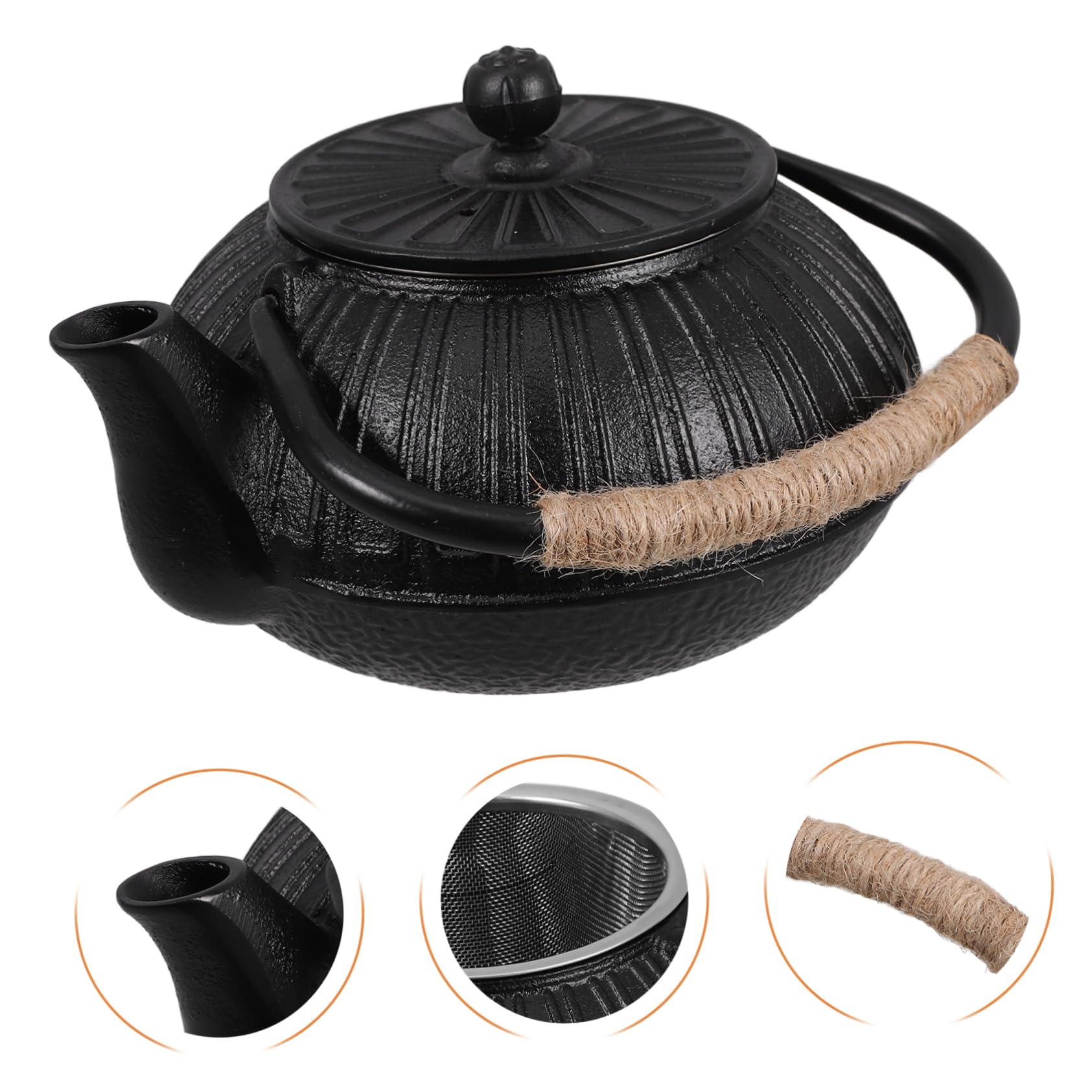 Tetera de Hierro Fundido Japonesa Pequeña de 600ml Negra | Colador para Hojas Sueltas, Diseño Elegante de Estilo Japonés, Uso en Cocina Compartir