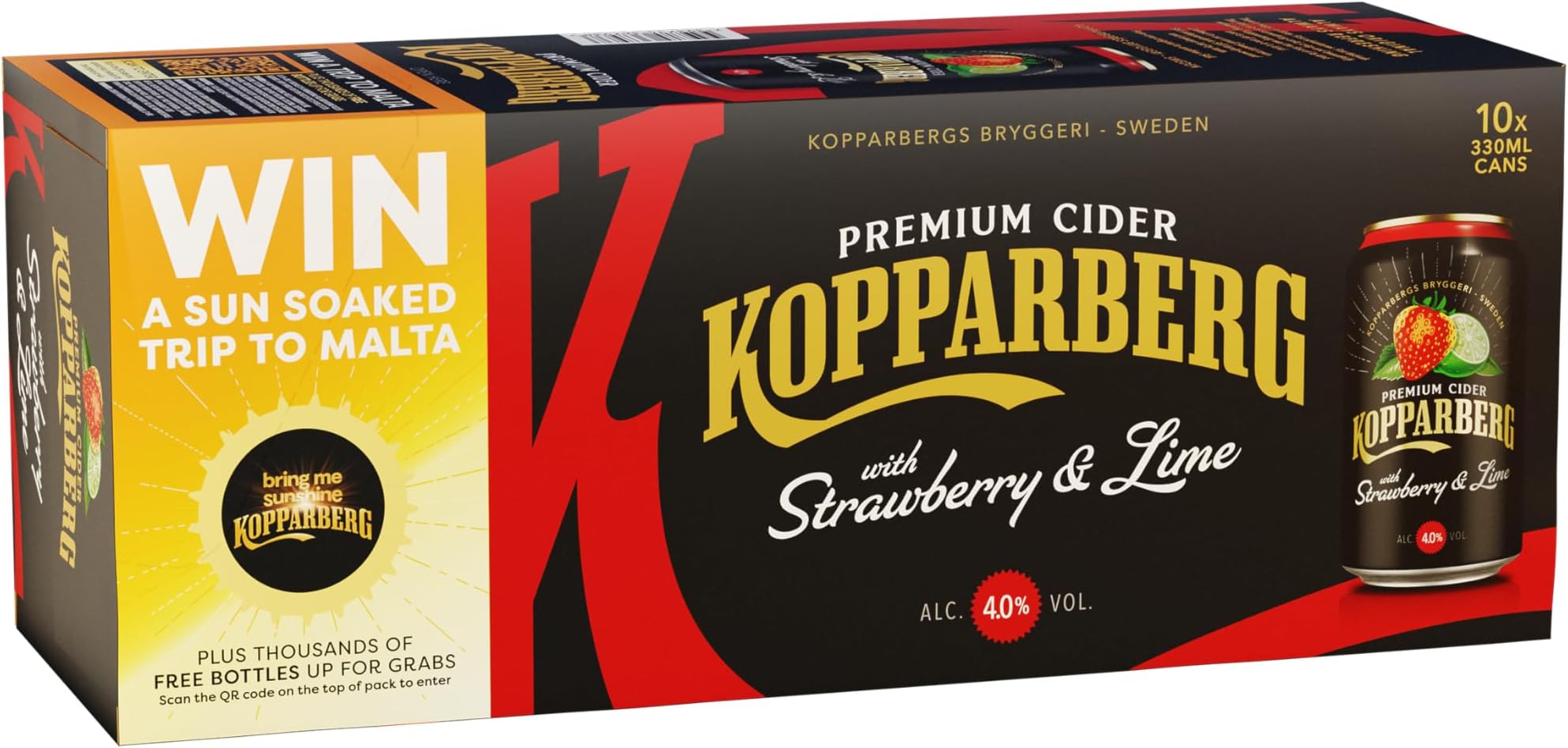 Kopparberg Premium Cider with Strawberry & Lime, 10 x 330ml