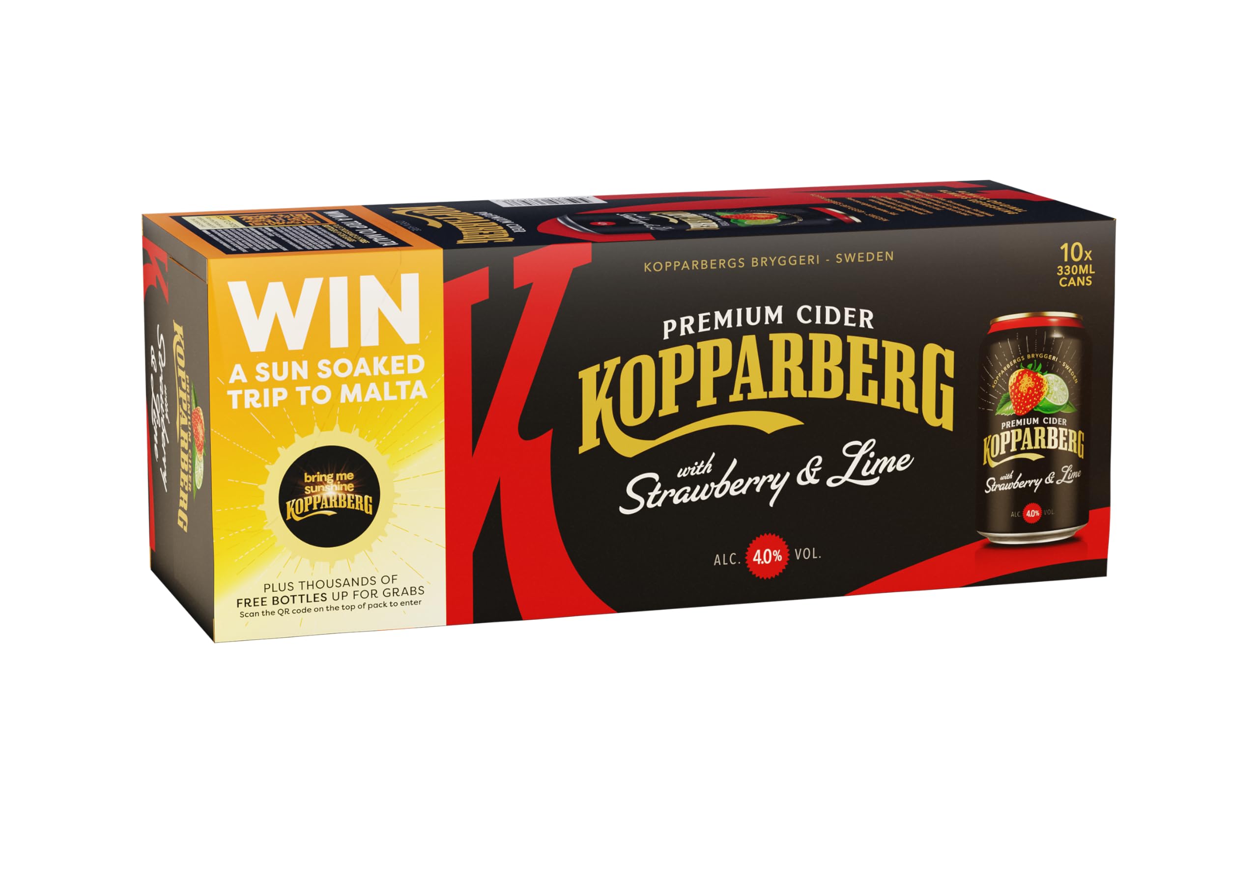 Kopparberg Premium Cider with Strawberry & Lime, 10 x 330ml
