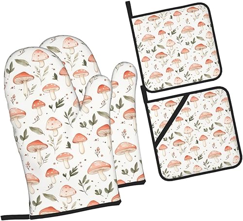 Miniatura 259 de Manoplas de horno y soportes para ollas, arte de mármol blanco y dorado, juego de 4 guantes de cocina resistentes al calor, antideslizantes