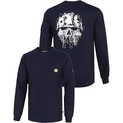 BOCOMAL FR Shirts Crewneck 7oz Midweight Flame Resistant Clothing NFPA2112 CAT2 Men's Fire Retardant Work Shirt