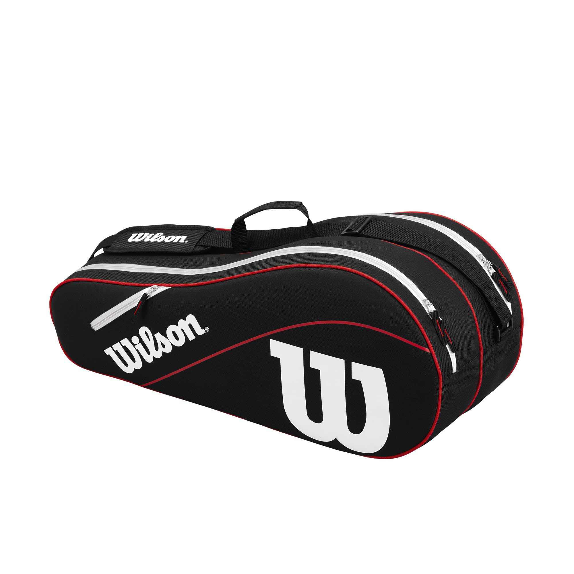 WILSON Advantage III Tennis Racket Bag - Holds up to 6 Rackets, Black/White/Red