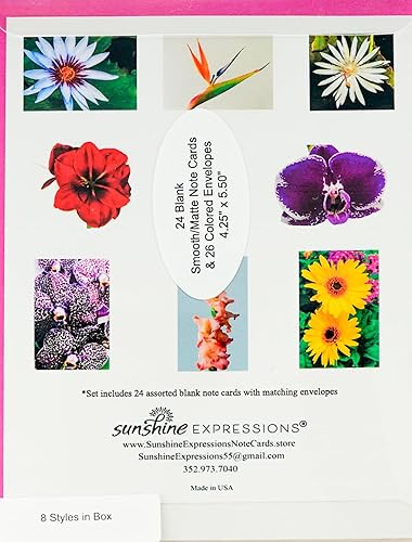 Miniatura 210 de Blooming Flowers – Orquídea Phalaenopsis – Tarjetas fotográficas de alta gama, pesadas y suaves, 8 con 10 sobres de colores, juego en caja