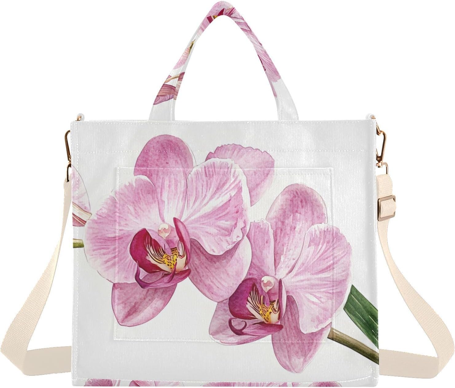 Flowers Closeup Tote Bag for Women - Large Cool Corduroy Crossbody Bags for Daily Use S