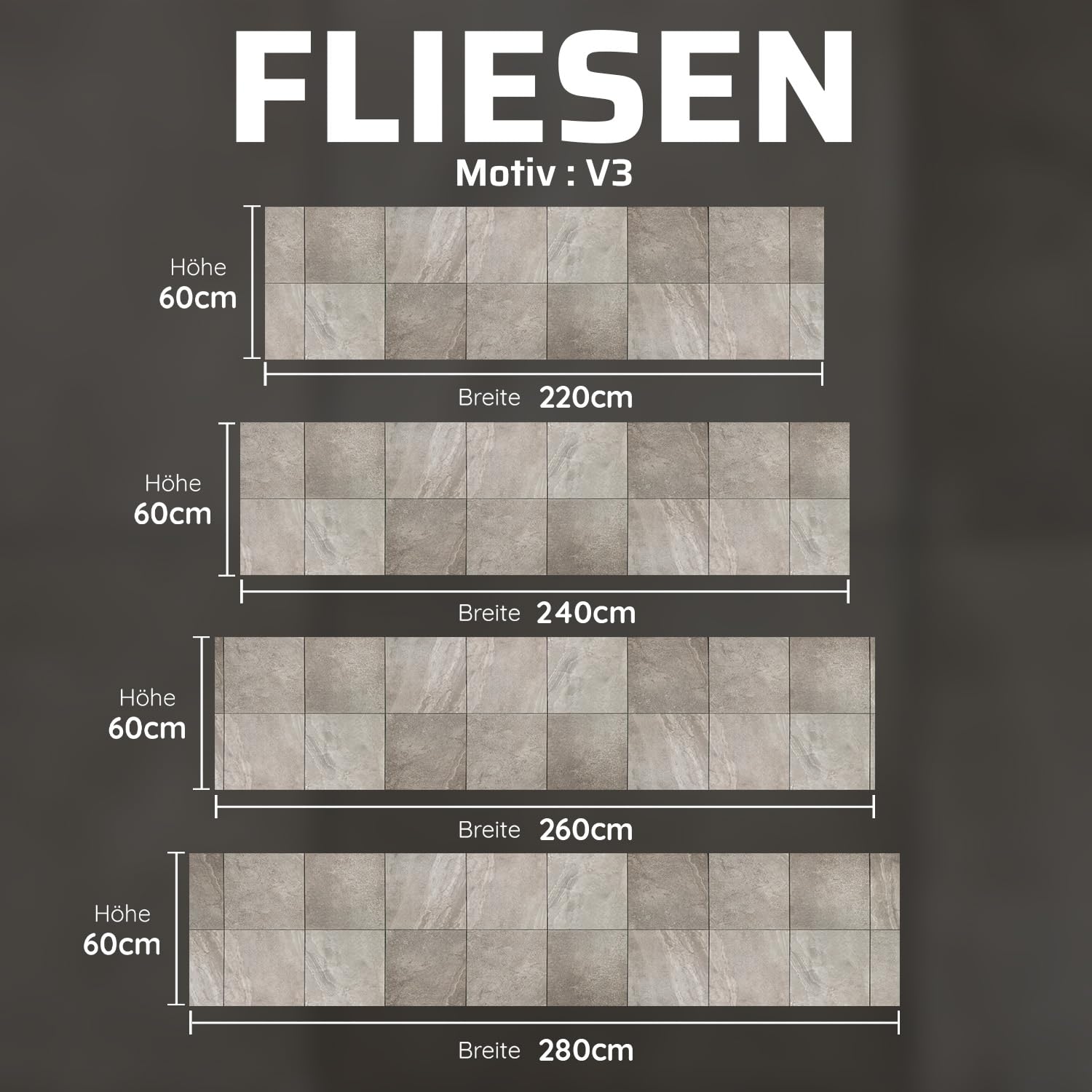 Dedeco Tylna ścianka kuchenna z motywem: Płytki aluminiowe V3, 3 mm jako ochrona przed pryskaniem, ścianka kuchenna, płyta kompozytowa wodoodporna, w zestawie błyszczący lakier UV, wszystkie podłoża, 220 x 60 cm