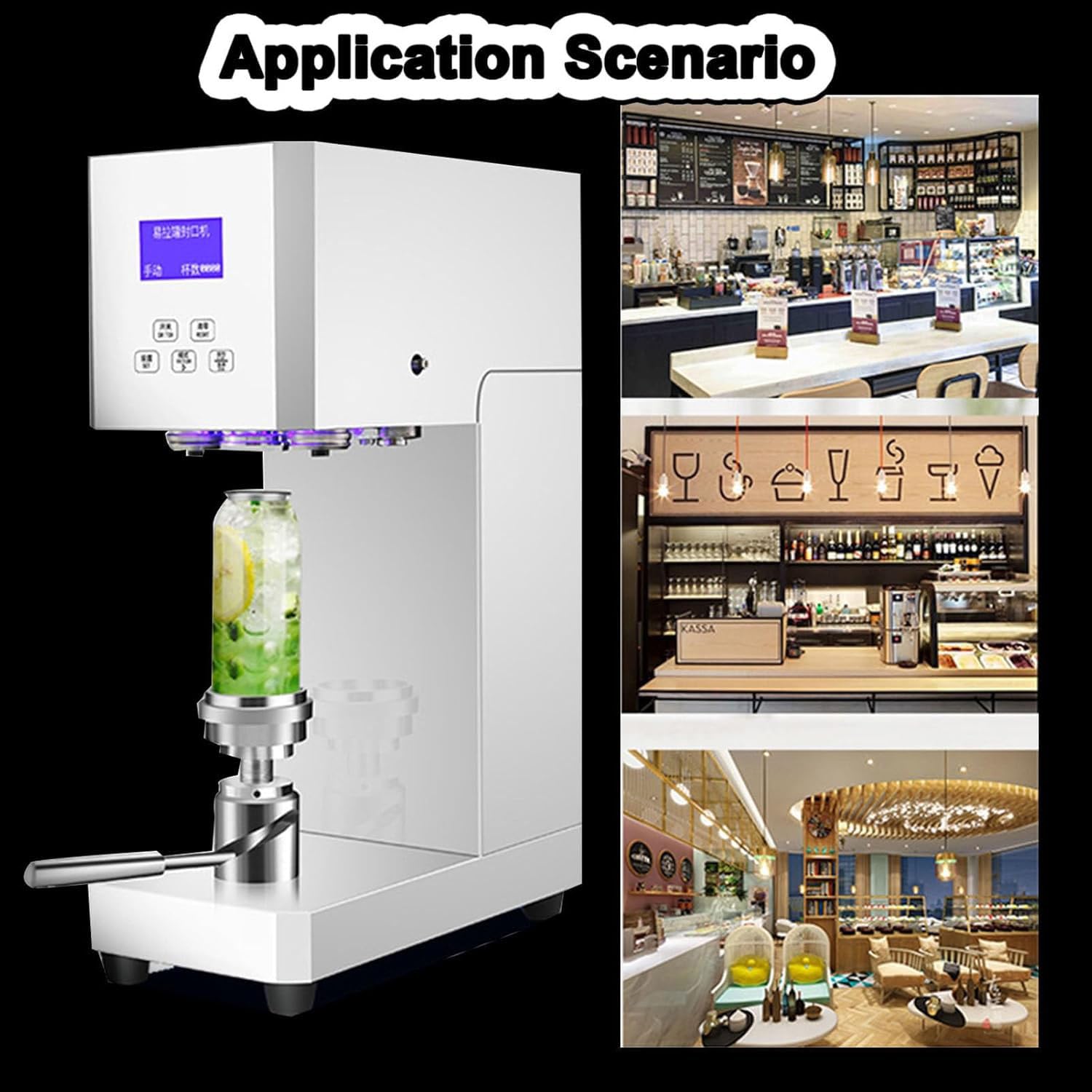Macchina sigillatrice automatica per lattine, macchina elettrica sigillatrice per tazze con contatore e display LCD, diametro 5,5 cm e altezza 14-21 cm, macchina per sigillare, chiudere e tappare la