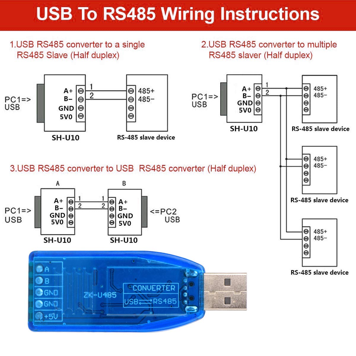 Greluma Industriale USB to RS485 Modulo di Comunicazione con TVS Protezione Transitoria Supporta XP / WIN7 / WIN8 / WIN9 / WIN10 / Vista/Linux/Mac OS X Sistema