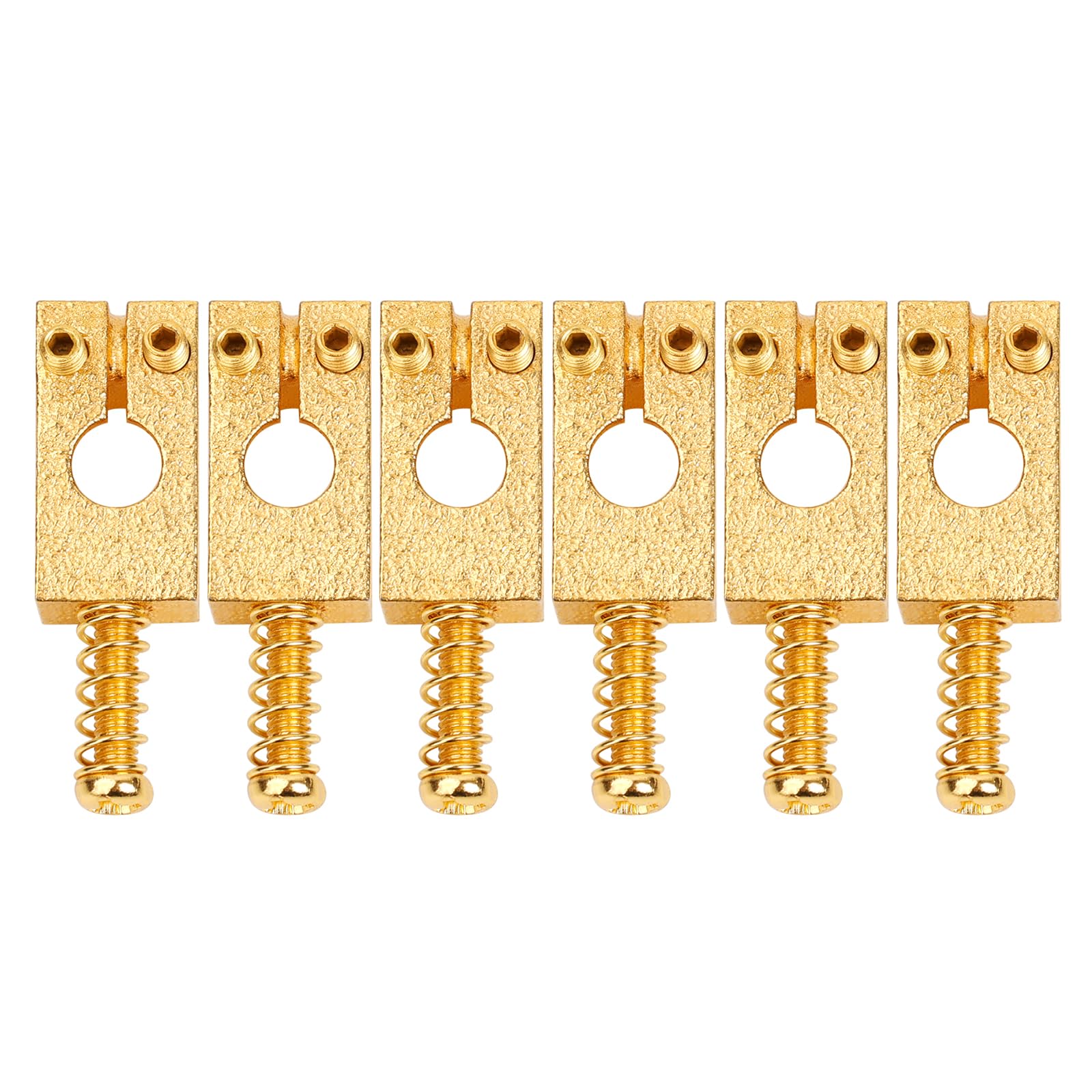Banworks 10.5mm (13/32") PRS Style Tremolo Bridge Saddles Set Brass Modern Saddles for Strat ST Electric Guitars 52.5mm (2-1/16") String Spacing Pack of 6 JT/QM-05 Golden