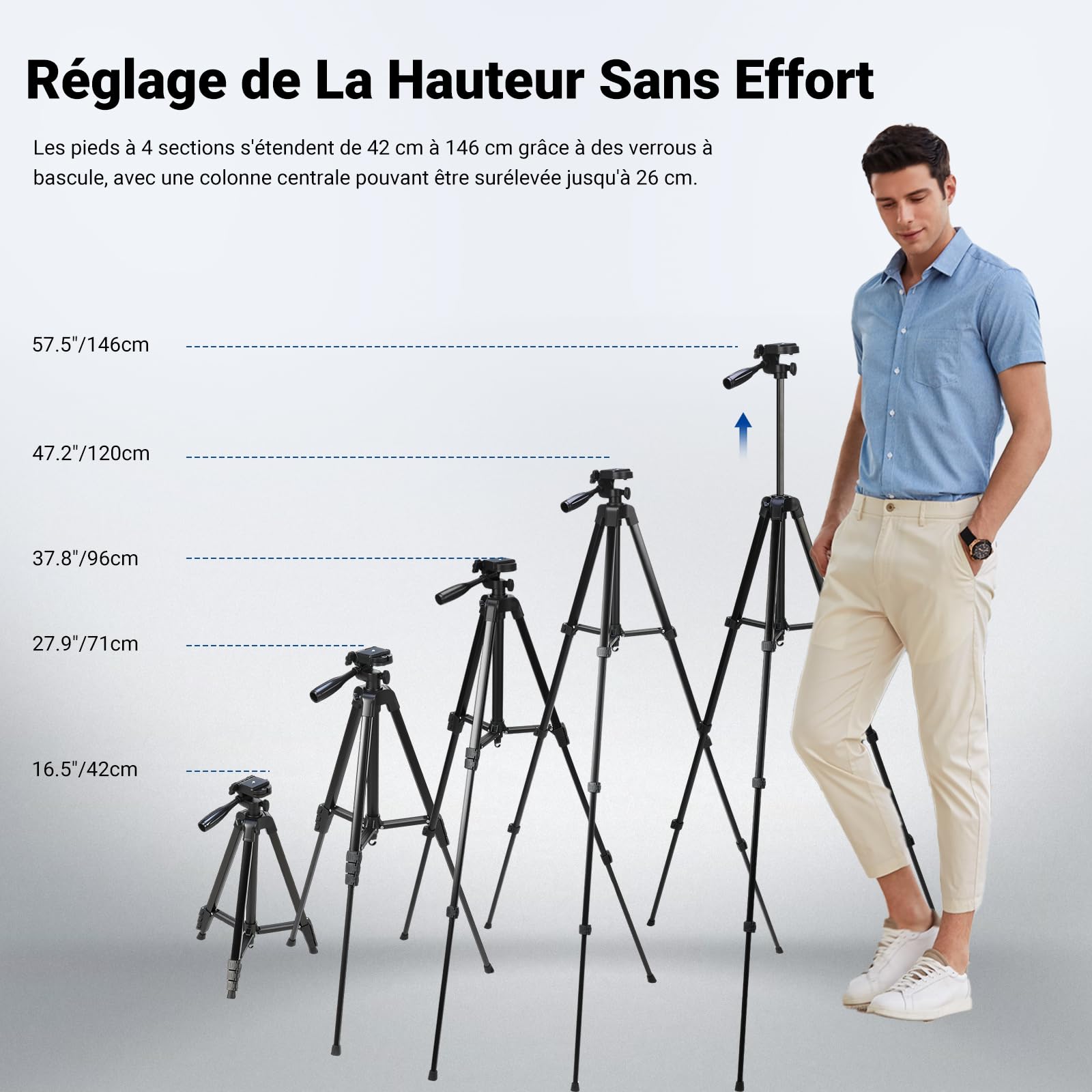 NEEWER Entry Level Version Trépied pour Téléphone Portable et Appareil Photo, Support de Voyage Léger en Métal avec Griffe Porte-Téléphone Portable Compatible avec iPhone, TP53