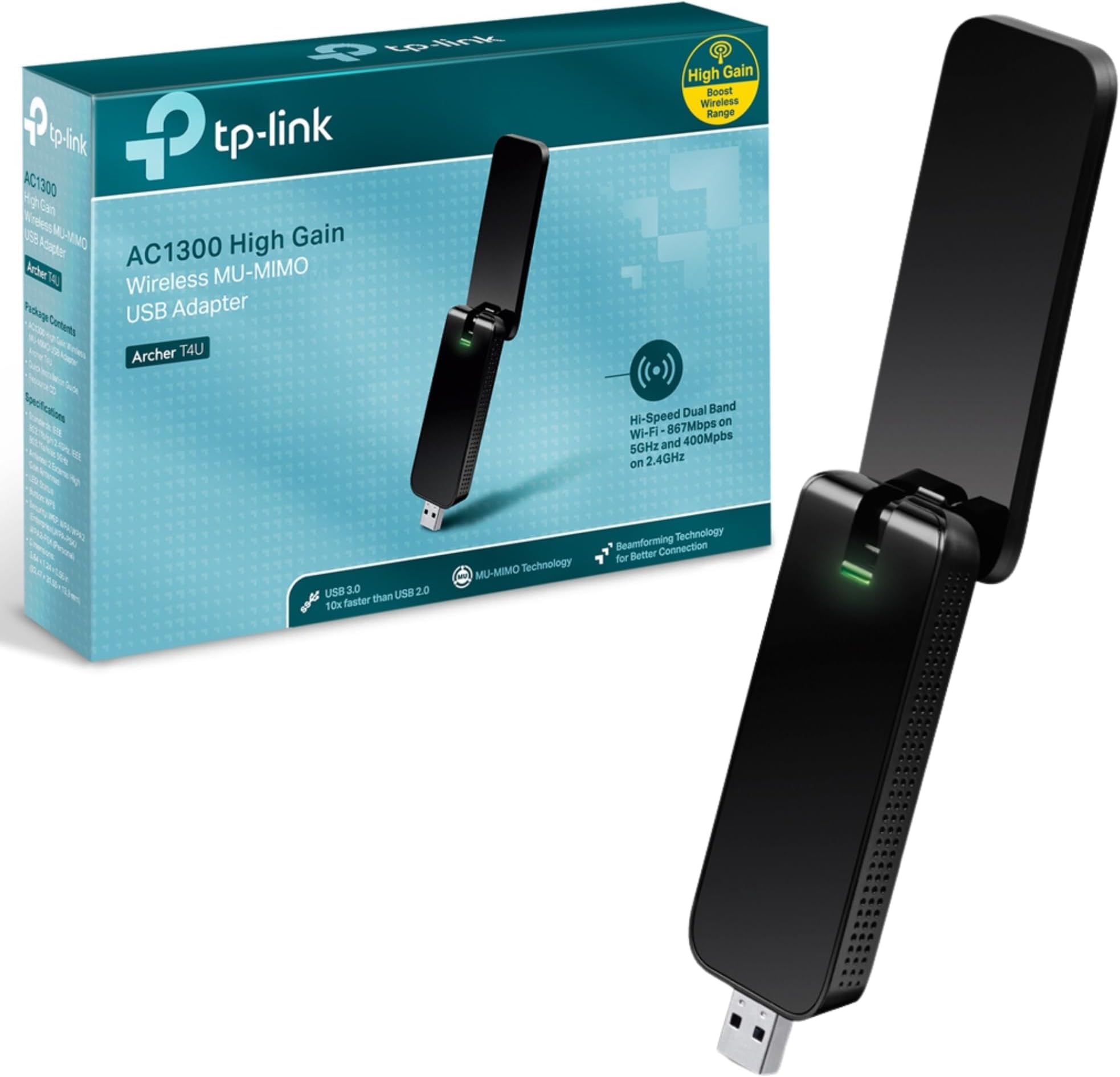 TP-LINK Archer T4U - V2 - network adapter - USB 3.0 - 802.11b, 802.11a, 802.11g, 802.11n, 802.11ac