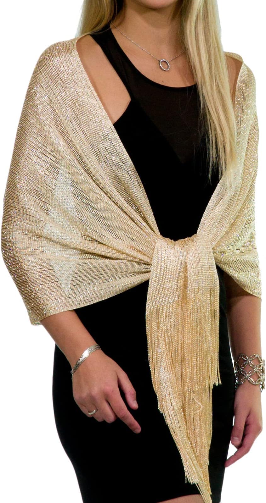 Shawls and Wraps for Evening Dresses, Metallic Glitter Shawls for Women, Sparkling Wedding Giving Shawl Gift