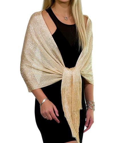 ShineGlitz Shawls and Wraps for Evening Dresses, Metallic Glitter Shawls
