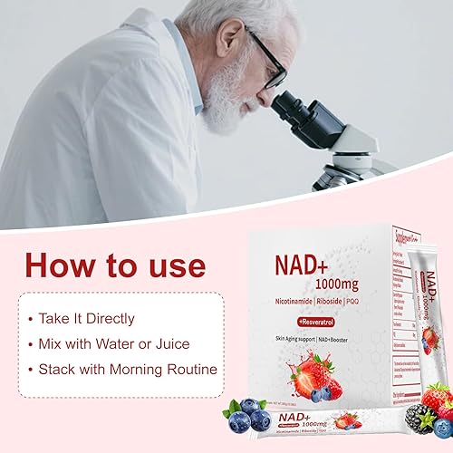 Miniatura 7 de NAD 1000mg Líquido  30 paquetes  Mezcla de bebida NAD+ con ribósido de nicotinamida, PQQ y resveratrol  Sabor a bayas, aumenta la energía, la