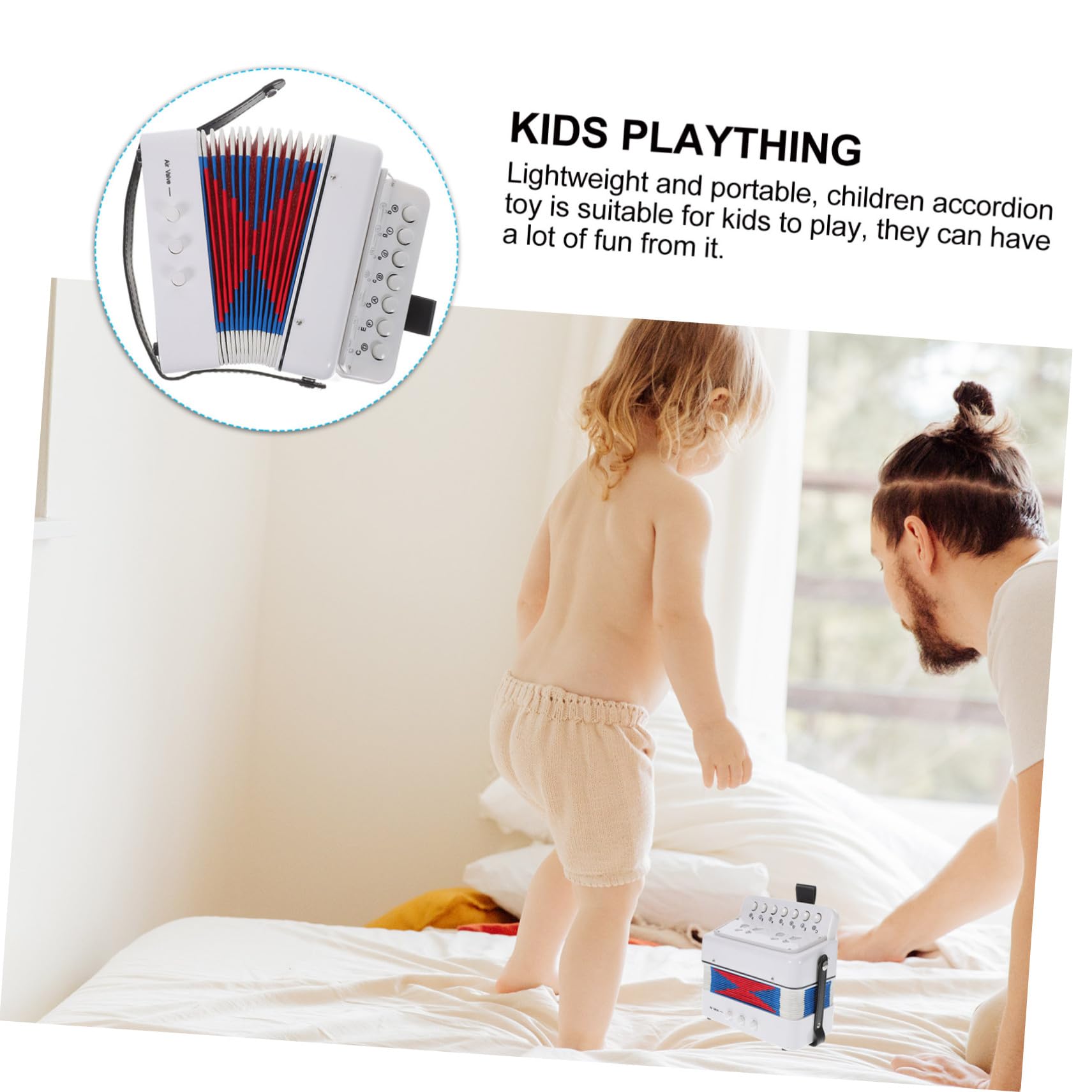 Fisarmonica Educativa per Bambini, 7 Tasti, Abs Bianco | Strumento Leggero, Allenamento Manuale, per Kids, Organetto da Apprendimento Uso Iniziale