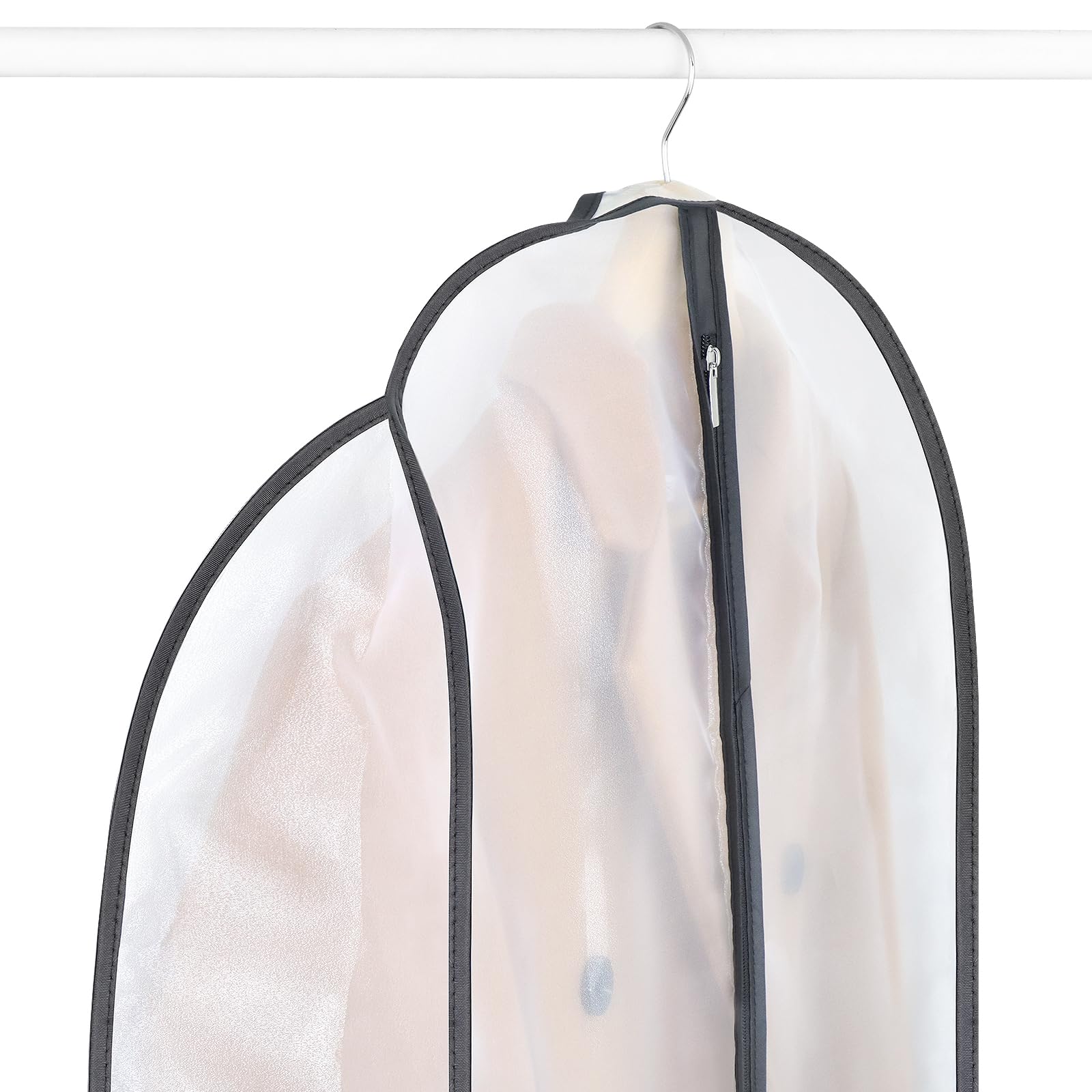 Zilink Bolsas de ropa transpirables para abrigo de cuero de 43 pulgadas, bolsas de traje para almacenamiento en el armario, fundas sedosas para colgar ropa con refuerzo de 7 pulgadas, sin arrugas para