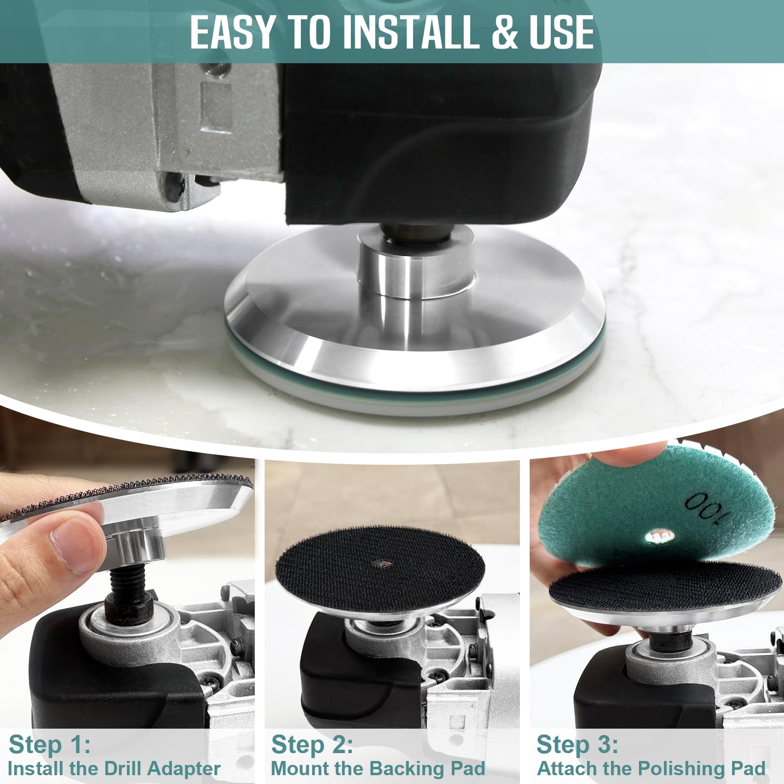 13 confezioni di tamponi diamantati da 10,2 cm per lucidatura a umido e a secco | 6 "-11 Backer Pad Granito Bufffing Levigatura Set 50-10000 Grana per Calcestruzzo Pietra Marmo Piastrelle Quarzo Roccia