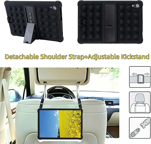 Miniatura 66 de Funda de silicona con mango giratorio de 360 grados, correa de mano, correa de hombro/soporte para bolígrafo compatible con Samsung Galaxy Tab