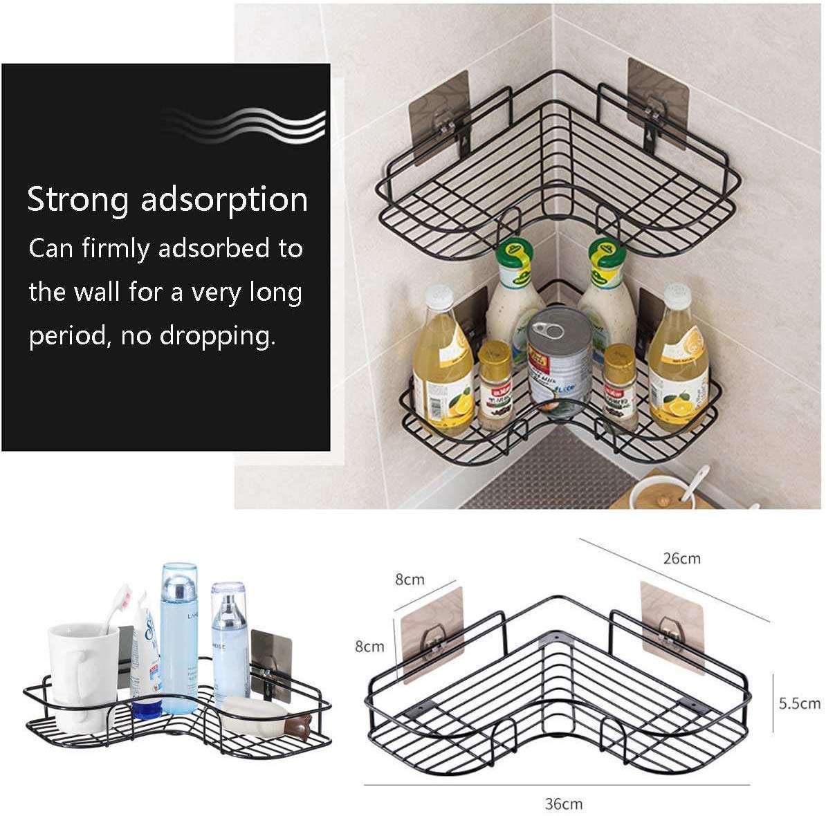 Entraxa Self-Adhesive Metal Bathroom Corner Rack Storage Shelves (Pack- 1) 3
