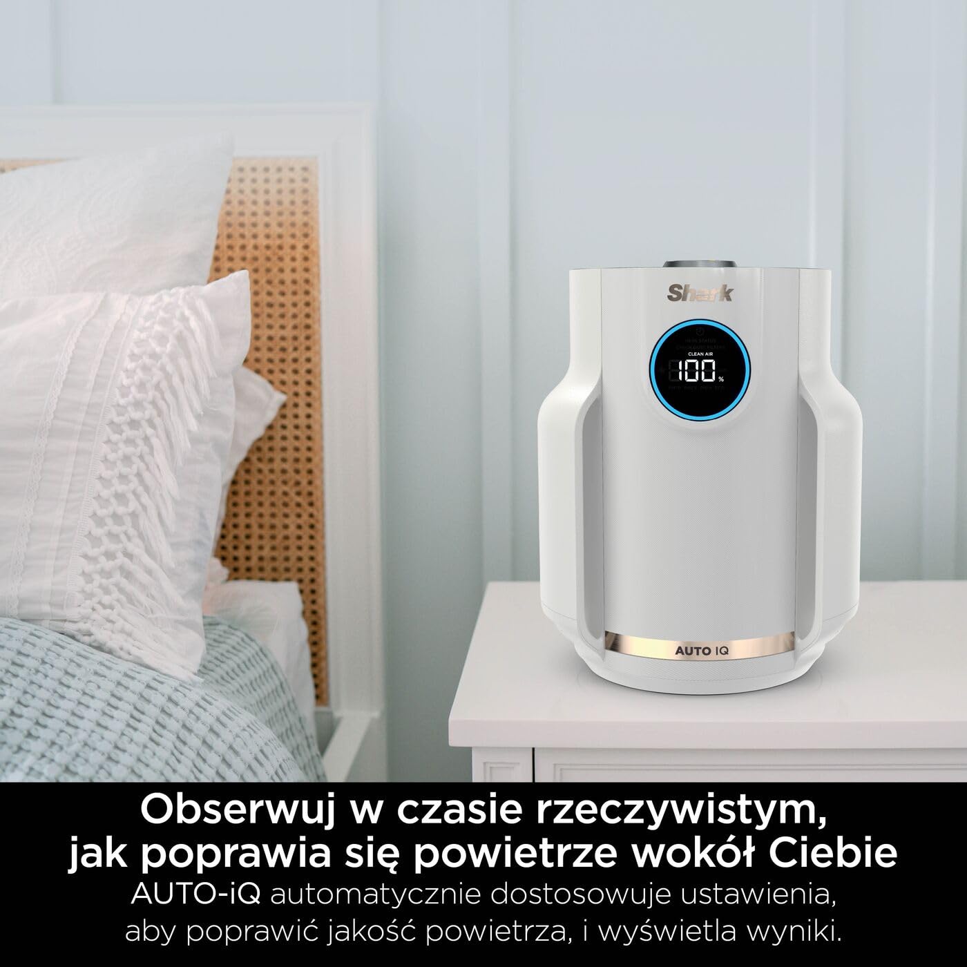 Shark NeverChange Oczyszczacz powietrza, do domu, biura, żłobka, zasięg 23 m², 5-letni filtr HEPA zatrzymuje 99,97% alergenów, w tym kurz, pyłki, łupież, cichy, wyświetlacz LED, Gołębi HP072EU