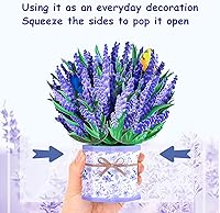 Vista 4 de Tarjeta desplegable de ramo de lavanda, tarjeta de felicitación de flores 3D con sobre para cualquier ocasión, cumpleaños, día de la madre