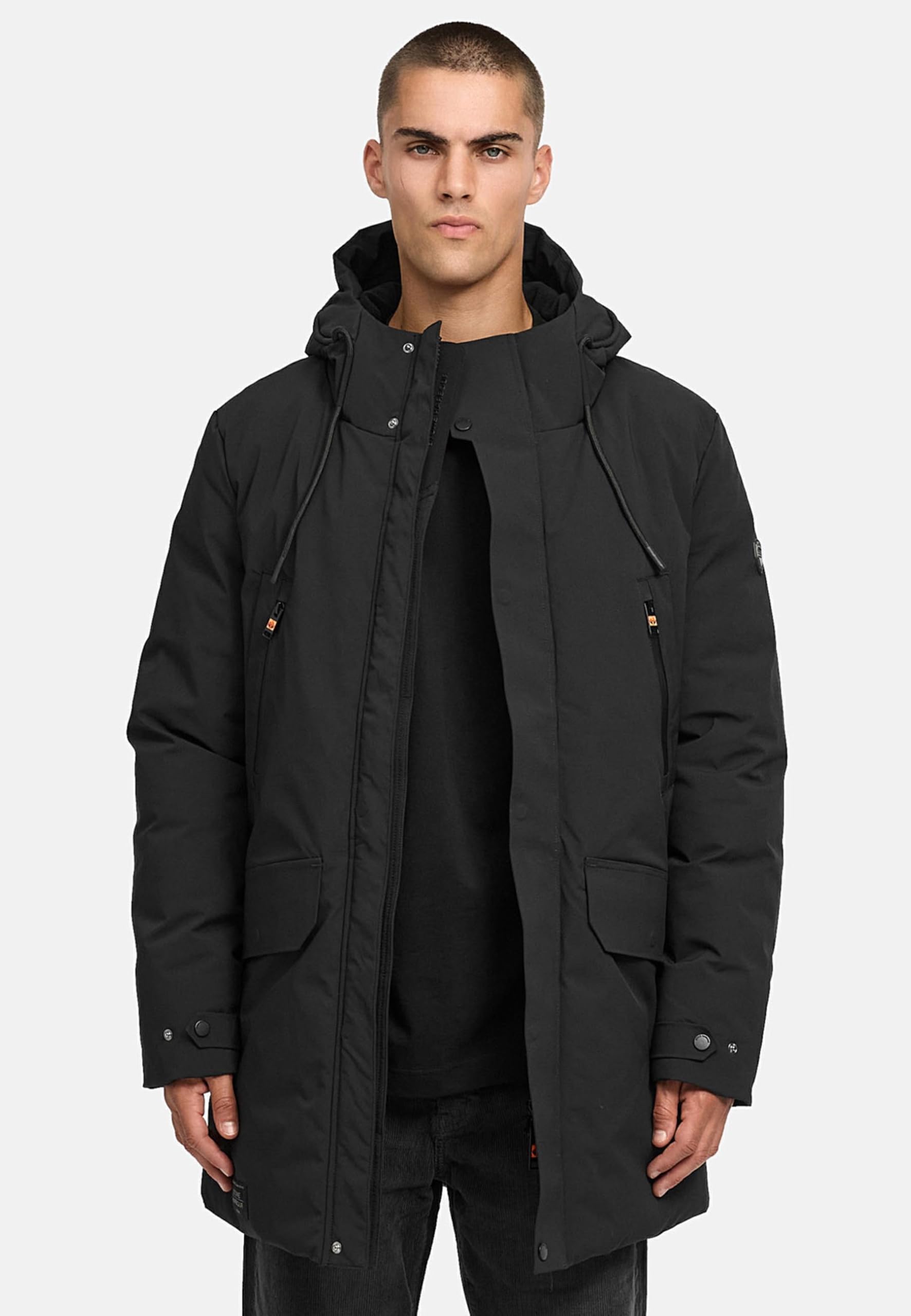 STONE HARBOUR Herren warmer Wintermantel lang Winterparka mit Fleece-Innenfutter, zahlreichen Taschen innen und außen und großer Kapuze Kitraan XX S-3XL