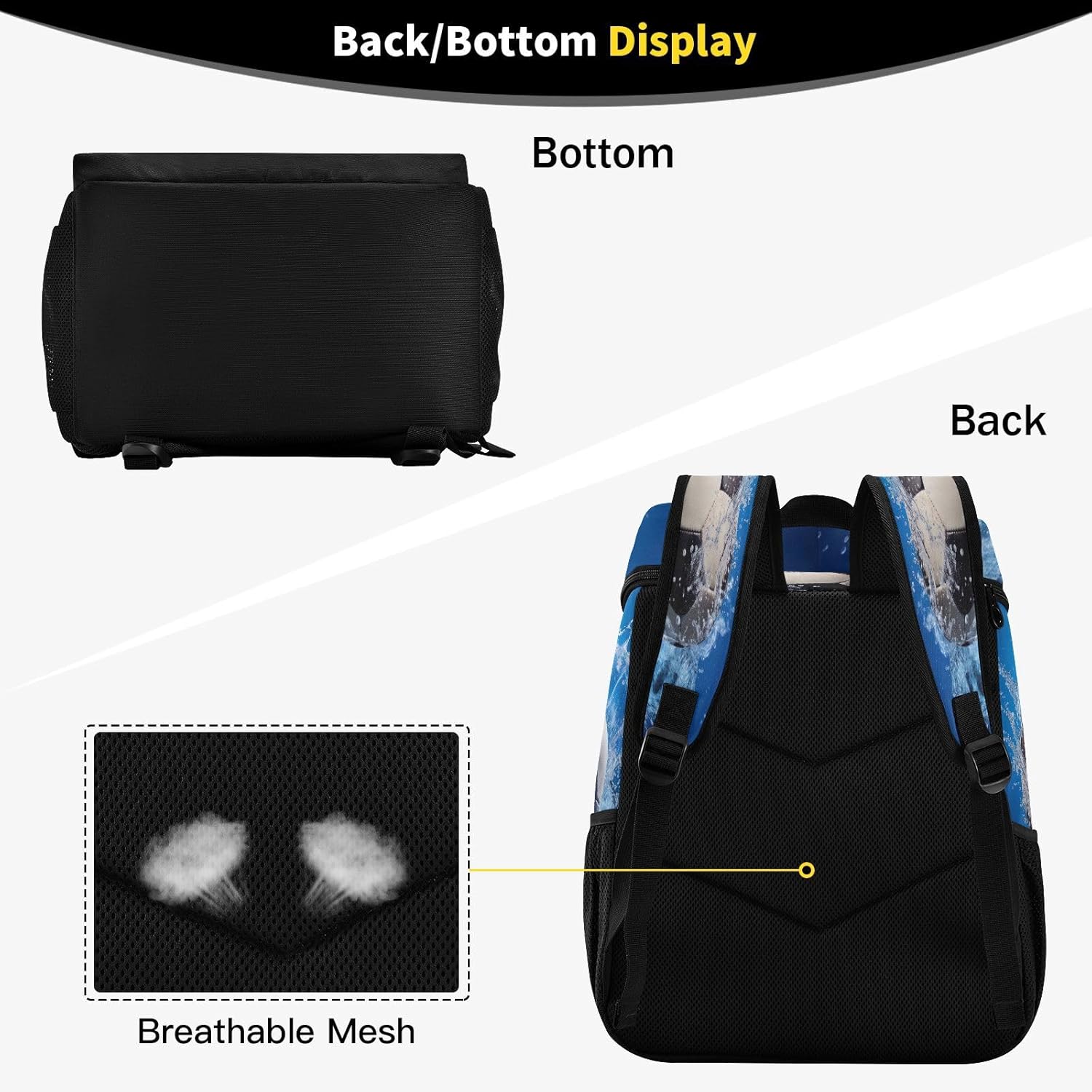 Soccer Ball in Water Splash Cooler Backpack 36 Cans Leakproof Waterproof Backpack Cooler Bag Beach Accessories Travel Camping Fishing Backpack for Women Men