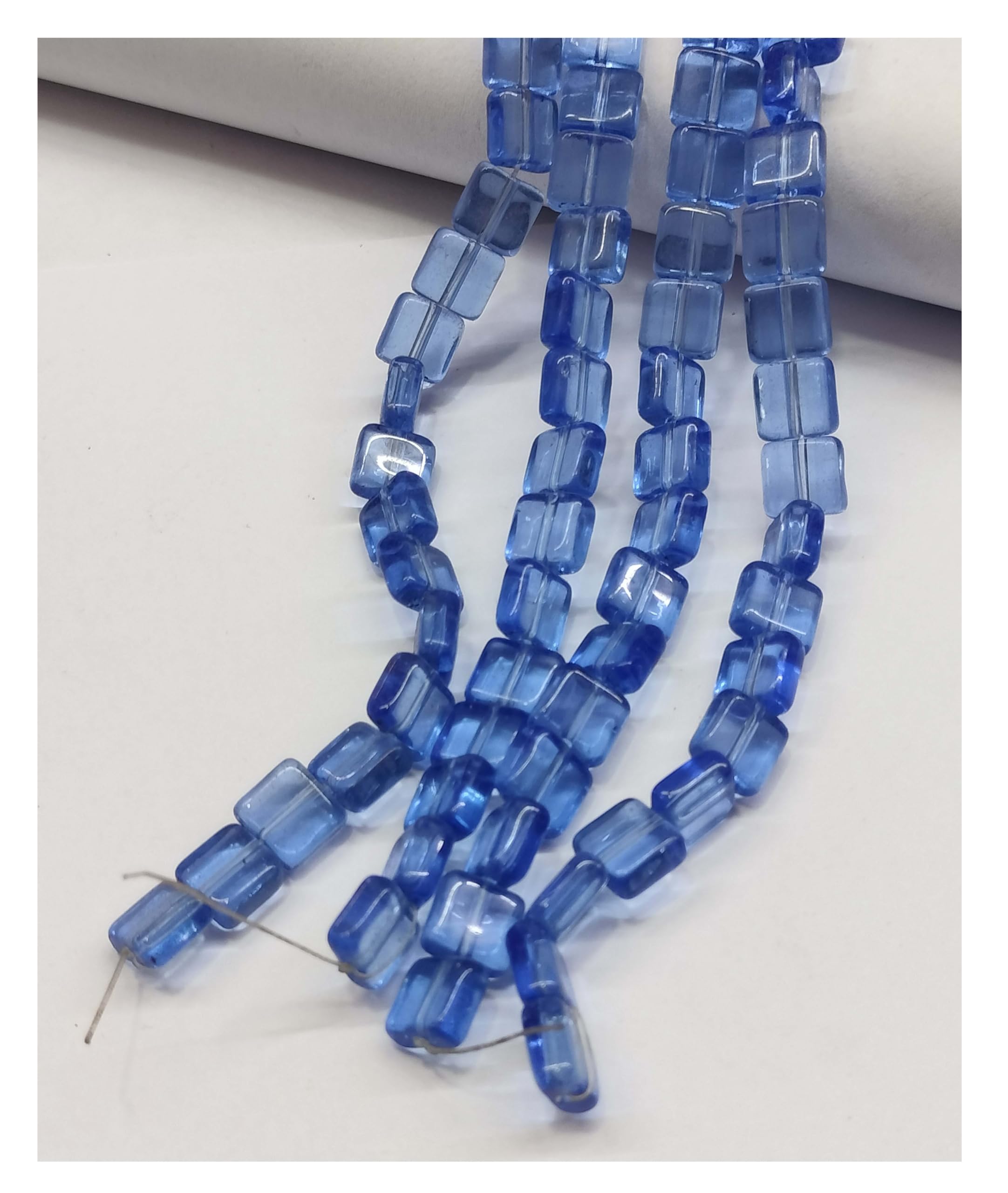 8x7mm 1 Line Cutting Glass Material Blue Color Square Shape Beads for Jewellery Making kit Art & Crafts Materials for Necklace Bracelet Earring Making Materials (30+ Piece Each Line)-image-6