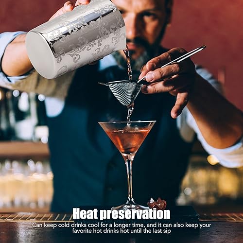 Miniatura 5 de Taza de bartending de acero inoxidable 304, jarra mezcladora profesional de barman para preservación del calor, vaso de mezcla grabado, para cóctel
