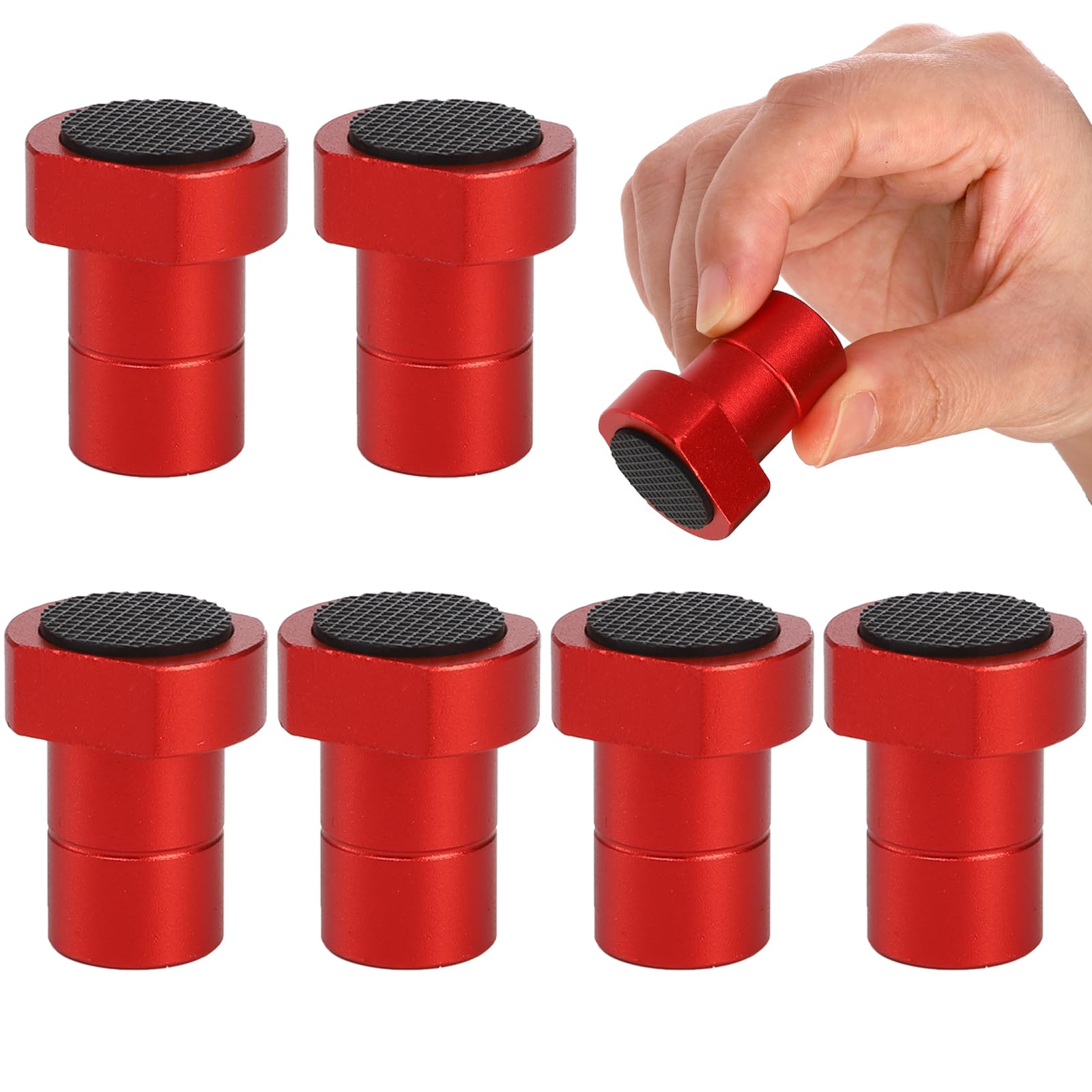 SOUJOY 6 Pack Aluminum Alloy Bench Dogs, 3/4 inch Bench Dog Clamp with Non-Slip Pads, Workbench Dog Stops for MFT Tables, Woodworking & DIY Projects, Red
